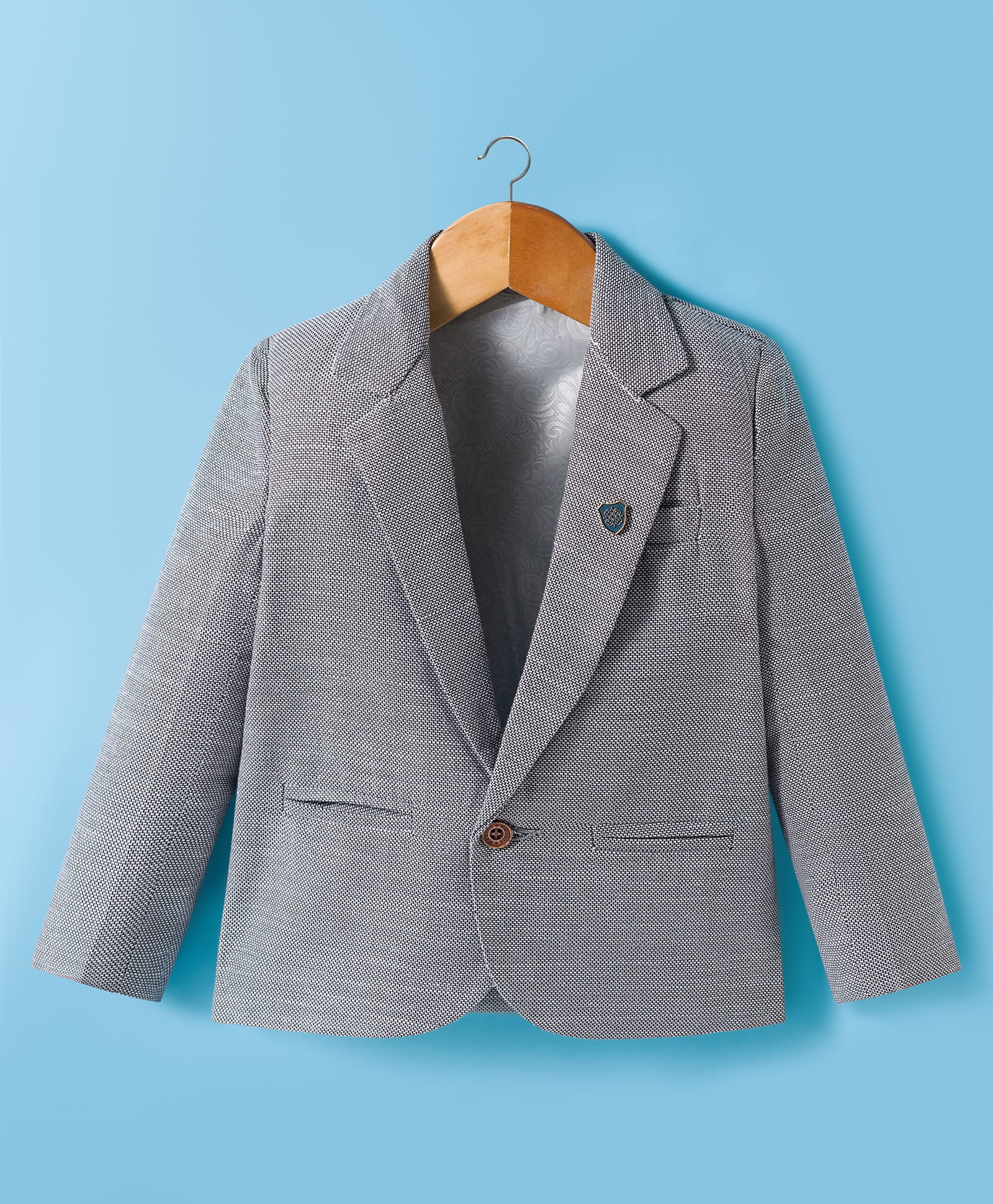 Rikidoos Cotton Woven Full Sleeves Solid Blazer - Grey-picture-32