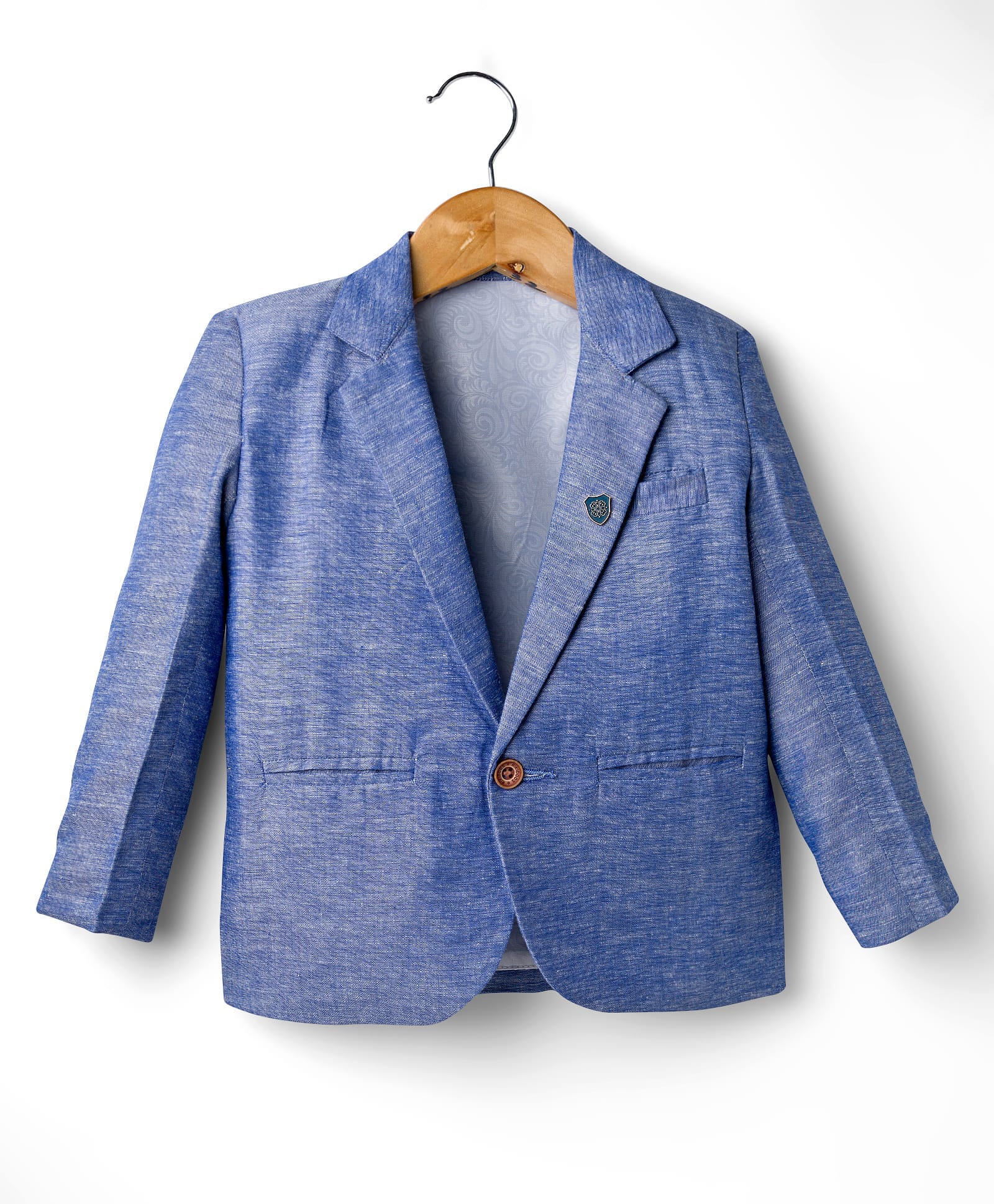 Rikidoos Cotton Woven Full Sleeves Solid Party Blazer - Blue-picture-15