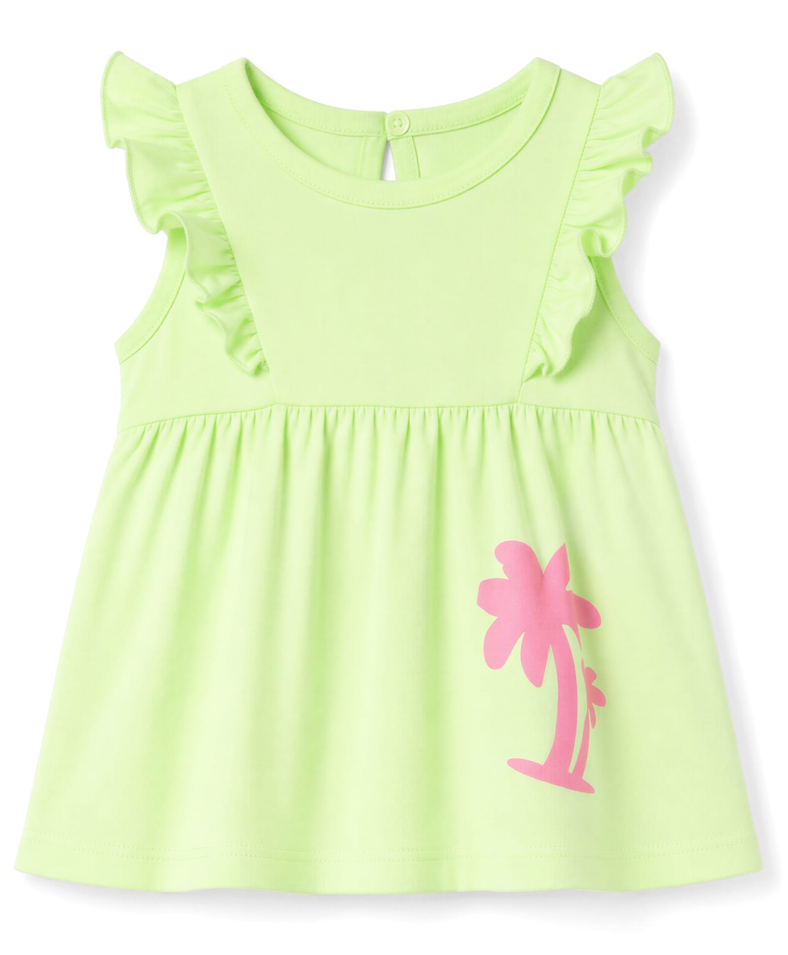 Babyhug Single Jersey Knit One Piece Dress with Sleeveless and Tropical Print - Green-image-14