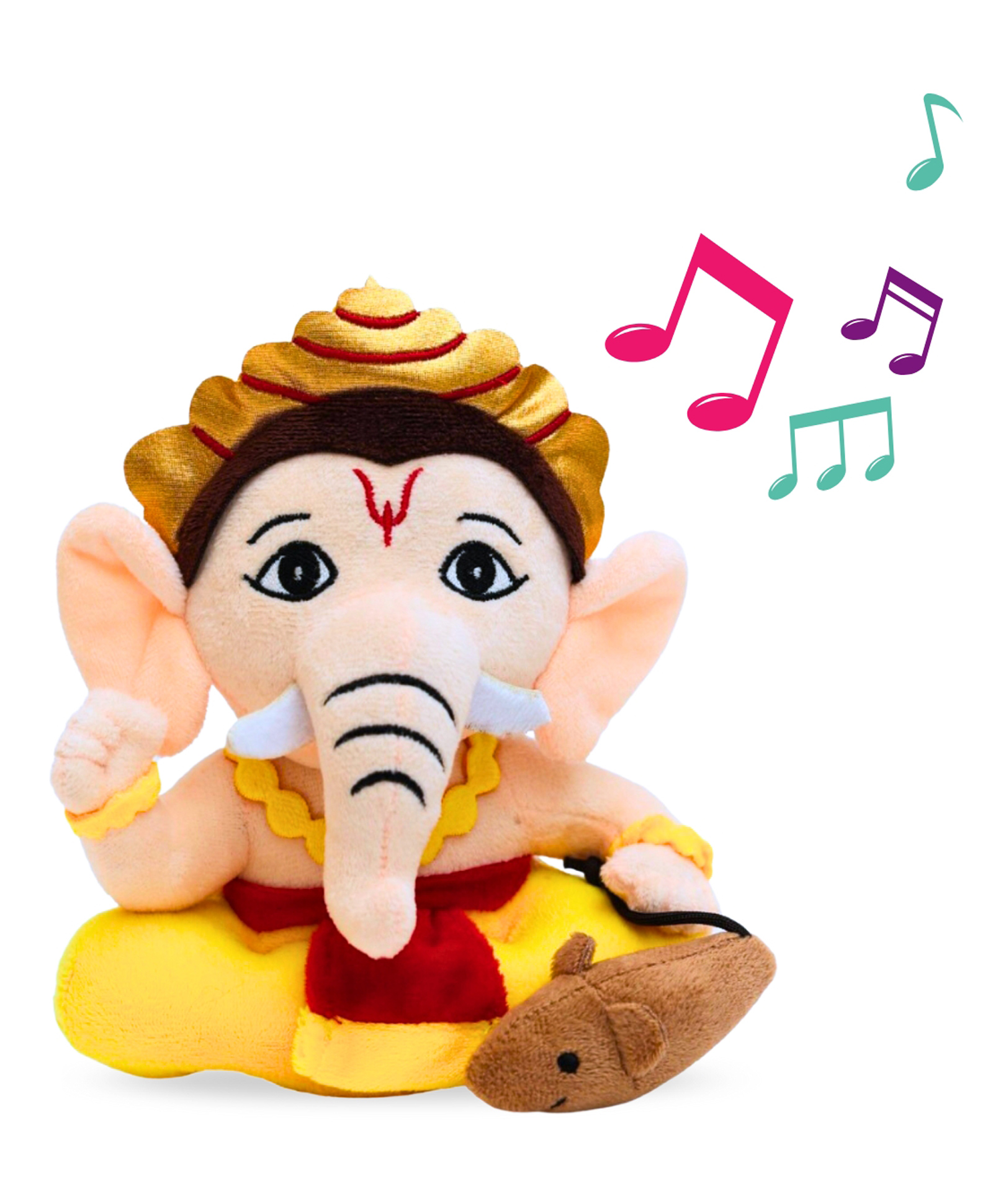 Panda's Box Height 20 cm Mantra Chanting Baby Ganesha | Interactive Musical Soft Stuffed Plush Toy | Non-Toxic, Safe | Best Birthday Gift For Newborn Kids - Multicolor-image-17