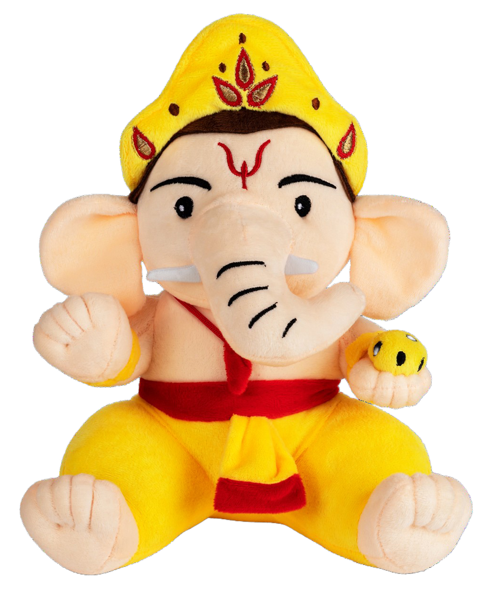 Panda's Box Height 28 cm Mantra Chanting Baby Ganesha | Musical Soft Plush Toy | Non-Toxic, Safe| Interactive Stuffed Toys | Best Birthday Gift For Newborn Kids Free Colouring Book - Multicolor-image-35