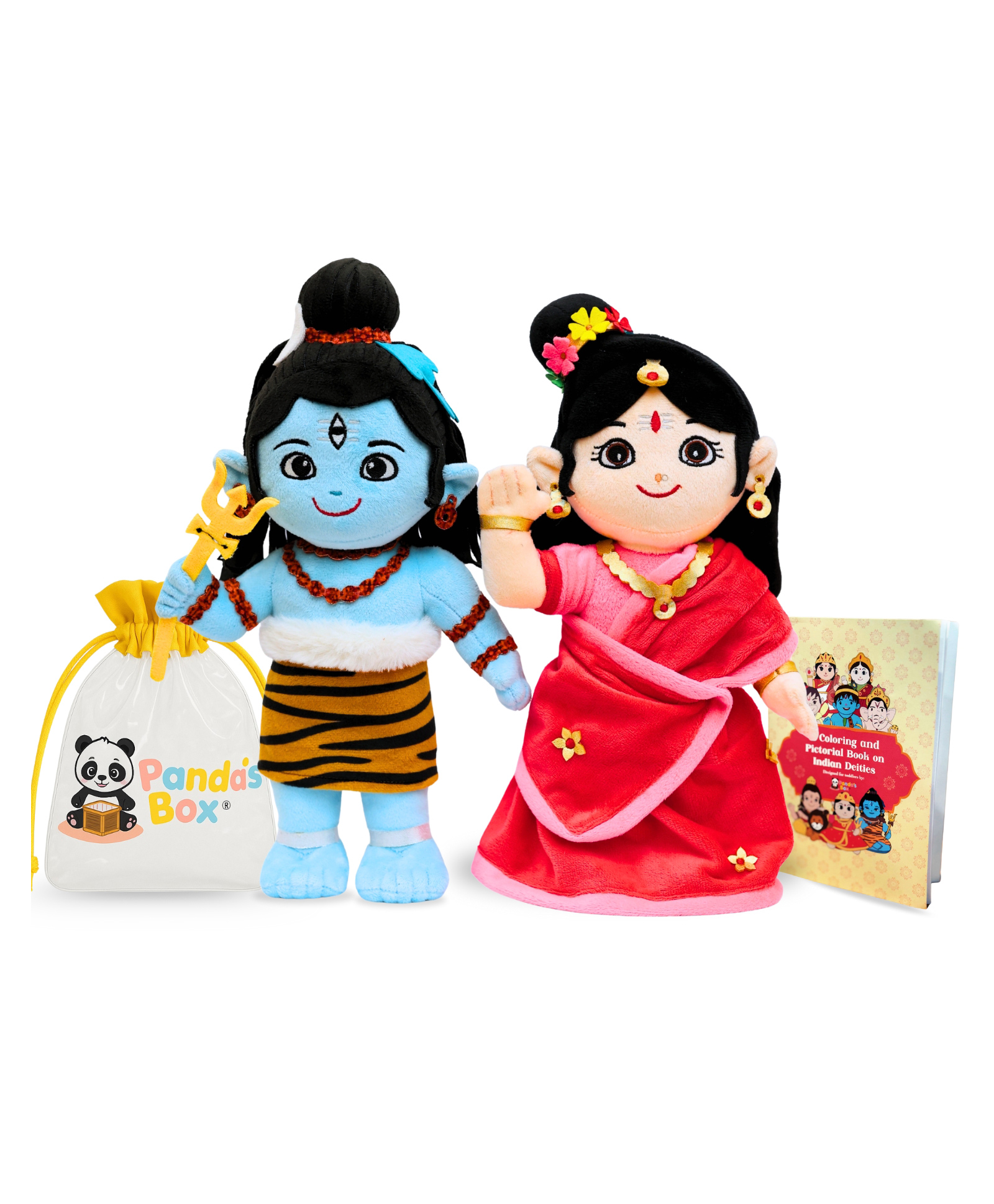 Panda's Box Height 30 cm Lord Shiva And Parvati Duo (Non-Musical) Soft Plush Stuffed Toy Non-Toxic, Safe Divine Birthday & Festive Gift For Babies, Kids Free Colouring Book-picture-23