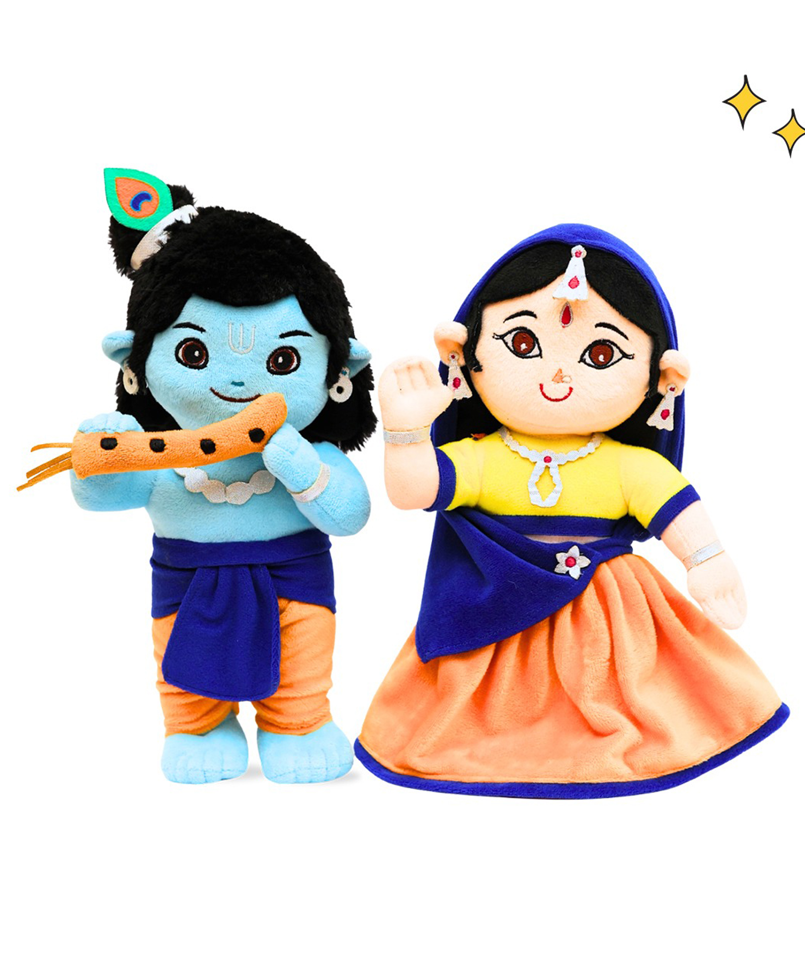Panda's Box Height 30 cm Lord Krishna & Radha Duo (Non-Musical) Soft Plush Stuffed Toy Non-Toxic, Safe Divine Birthday & Festive Gift For Babies, Kids Free Colouring Book-picture-22
