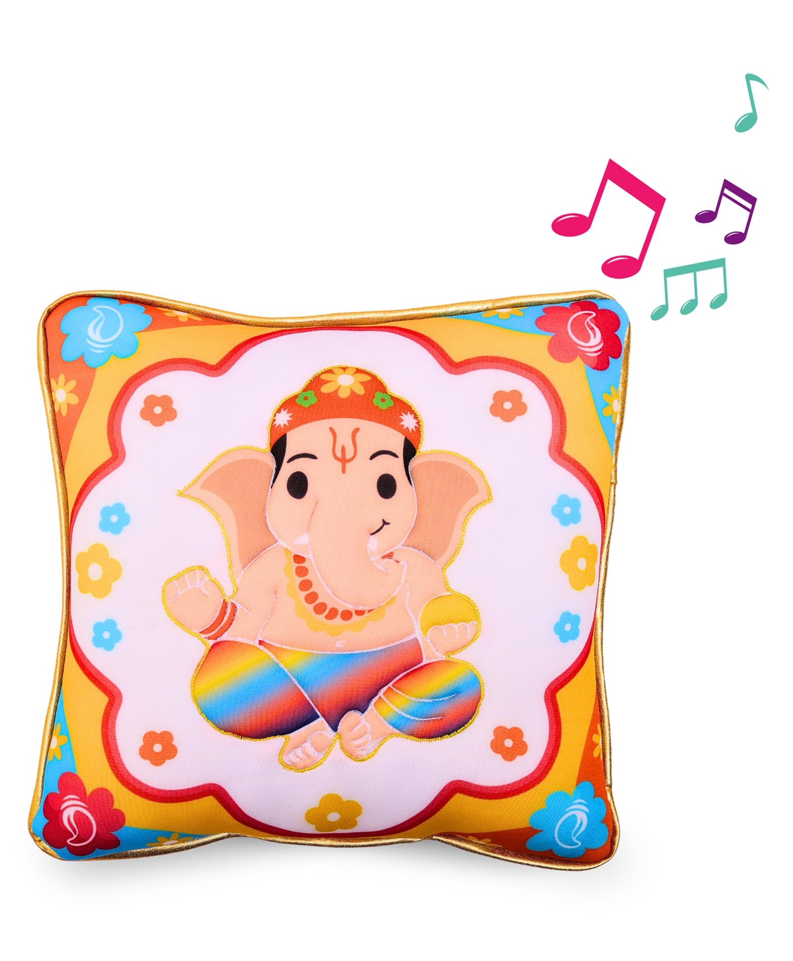 Panda's Box Ganesha Mantra Chanting Plush Pillow | Super Soft Huggable Cushion I Musical Sound Toy | Sacred & Soothing Nursery Decor 25 cm - Multicolor-image-43