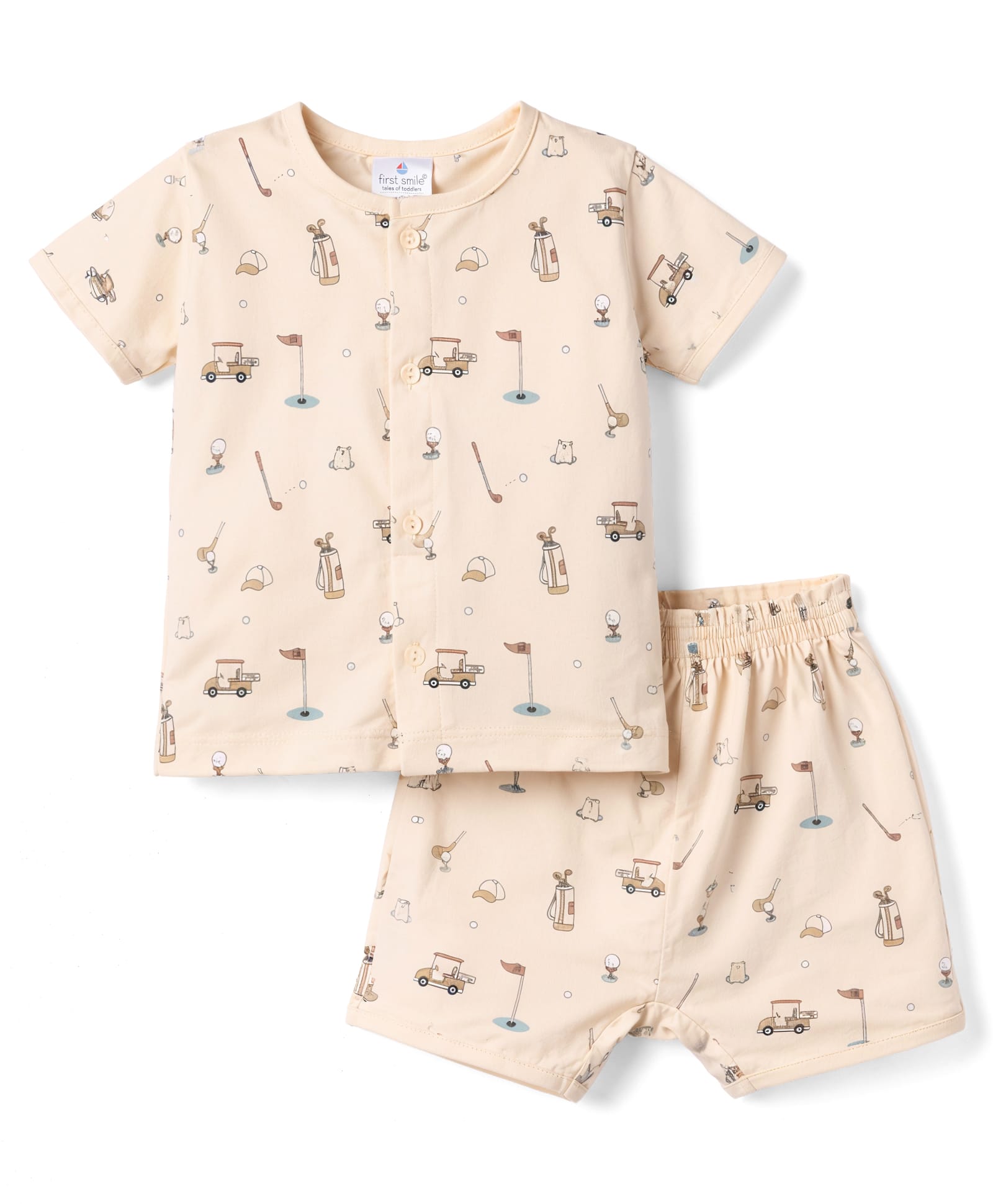 Ollypop Sinker Knit Half Sleeves Printed Co-Ord T-Shirt & Shorts Night Suit - Pink-picture-35