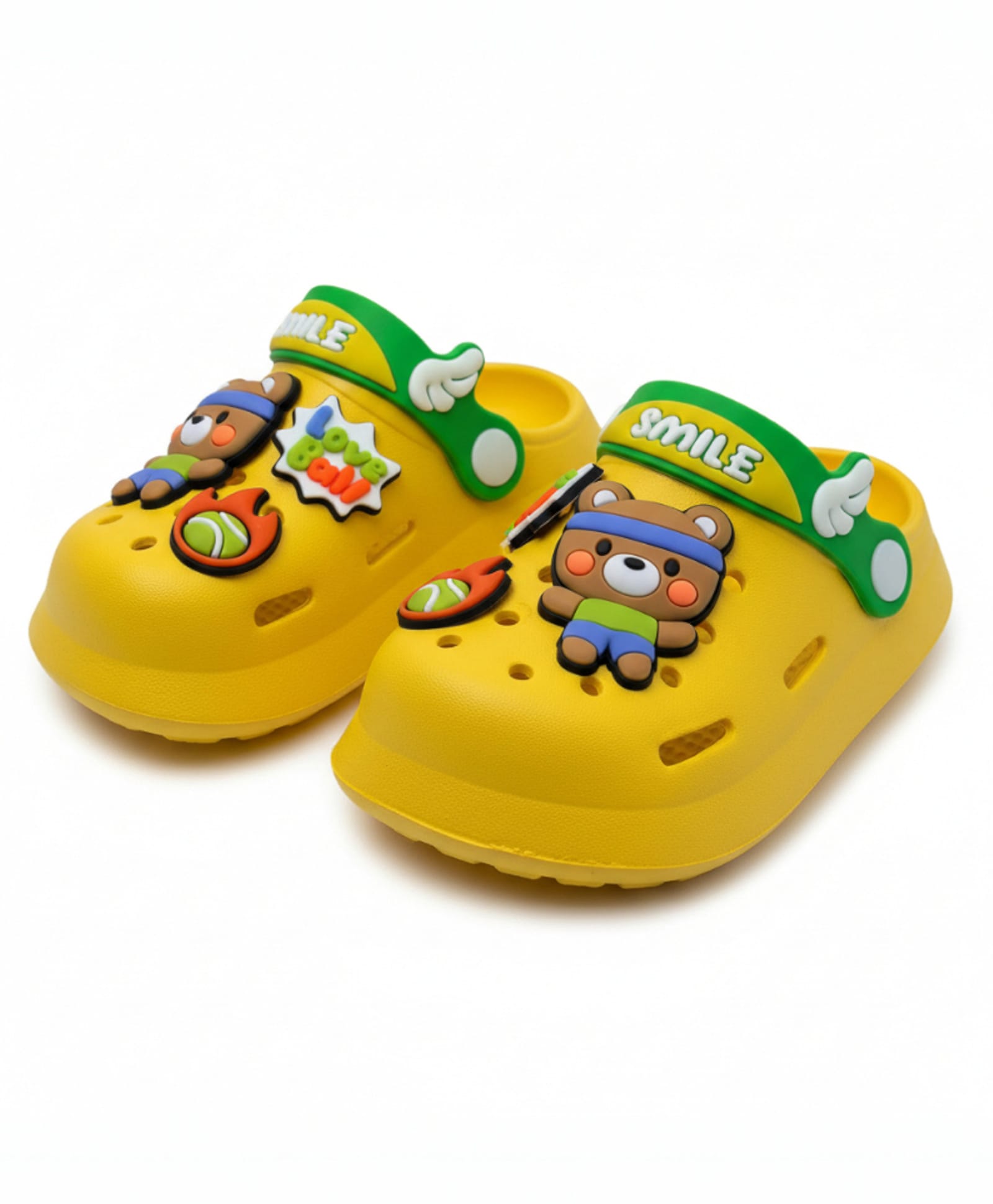 Lil Lollipop Bear Applique Detailed Perforated Slingback Clogs - Yellow-picture-22