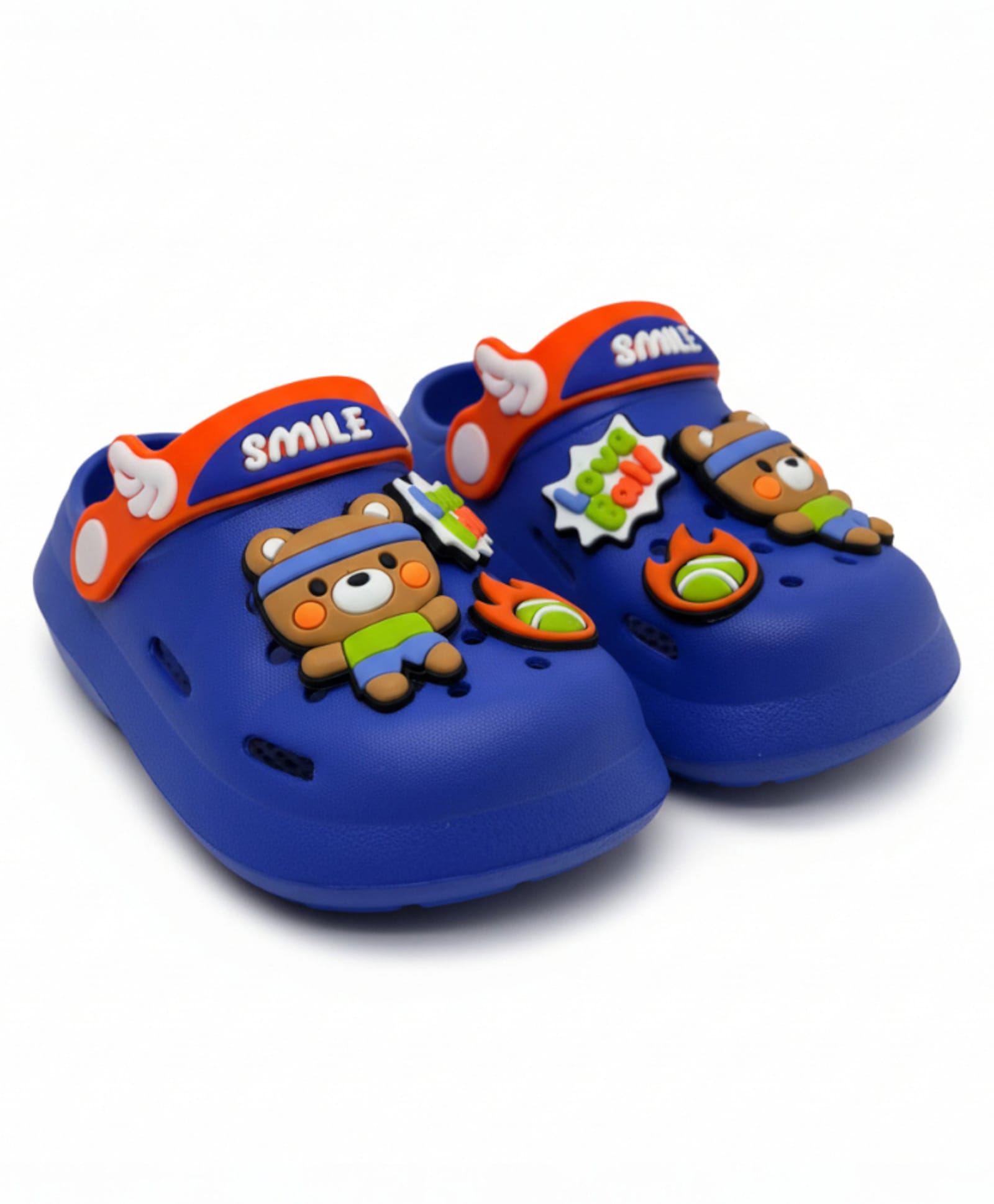 Lil Lollipop Bear Applique Detailed Perforated Slingback Clogs - Navy Blue-image-23
