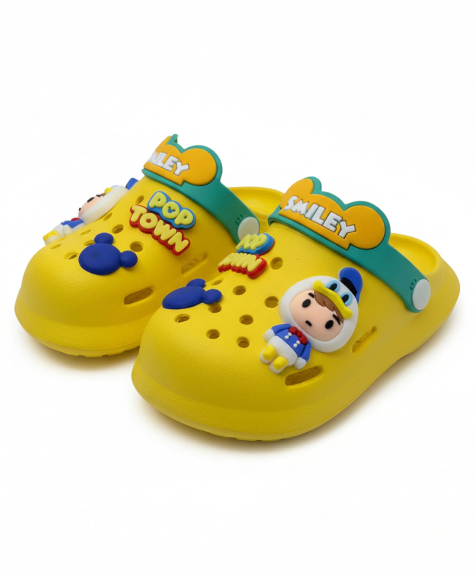 Lil Lollipop Cartoon Applique Detailed Perforated Slingback Clogs - Yellow-picture-21