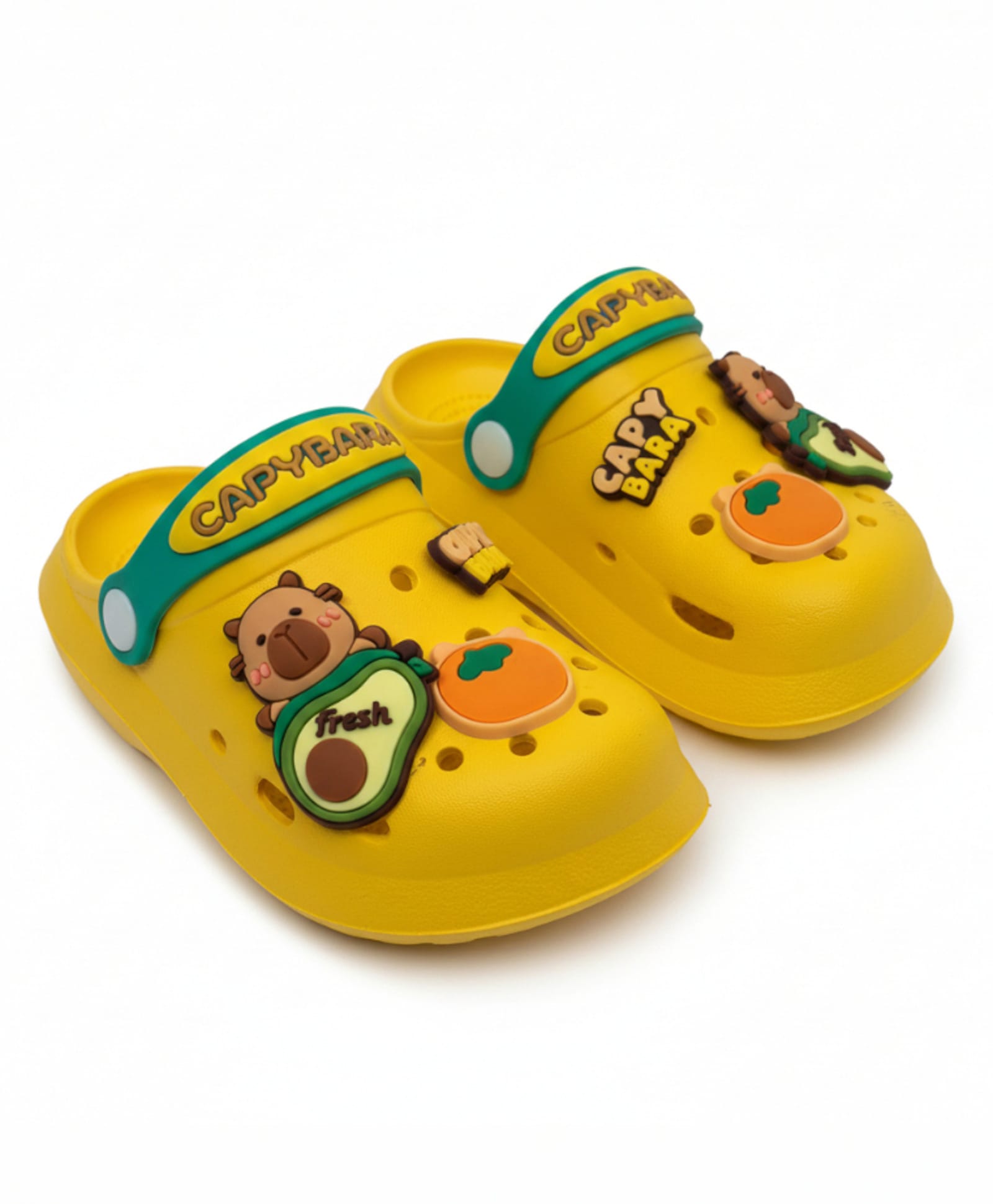 Lil Lollipop Animal & Veggies Applique Detailed Perforated Slingback Clogs - Yellow-picture-20