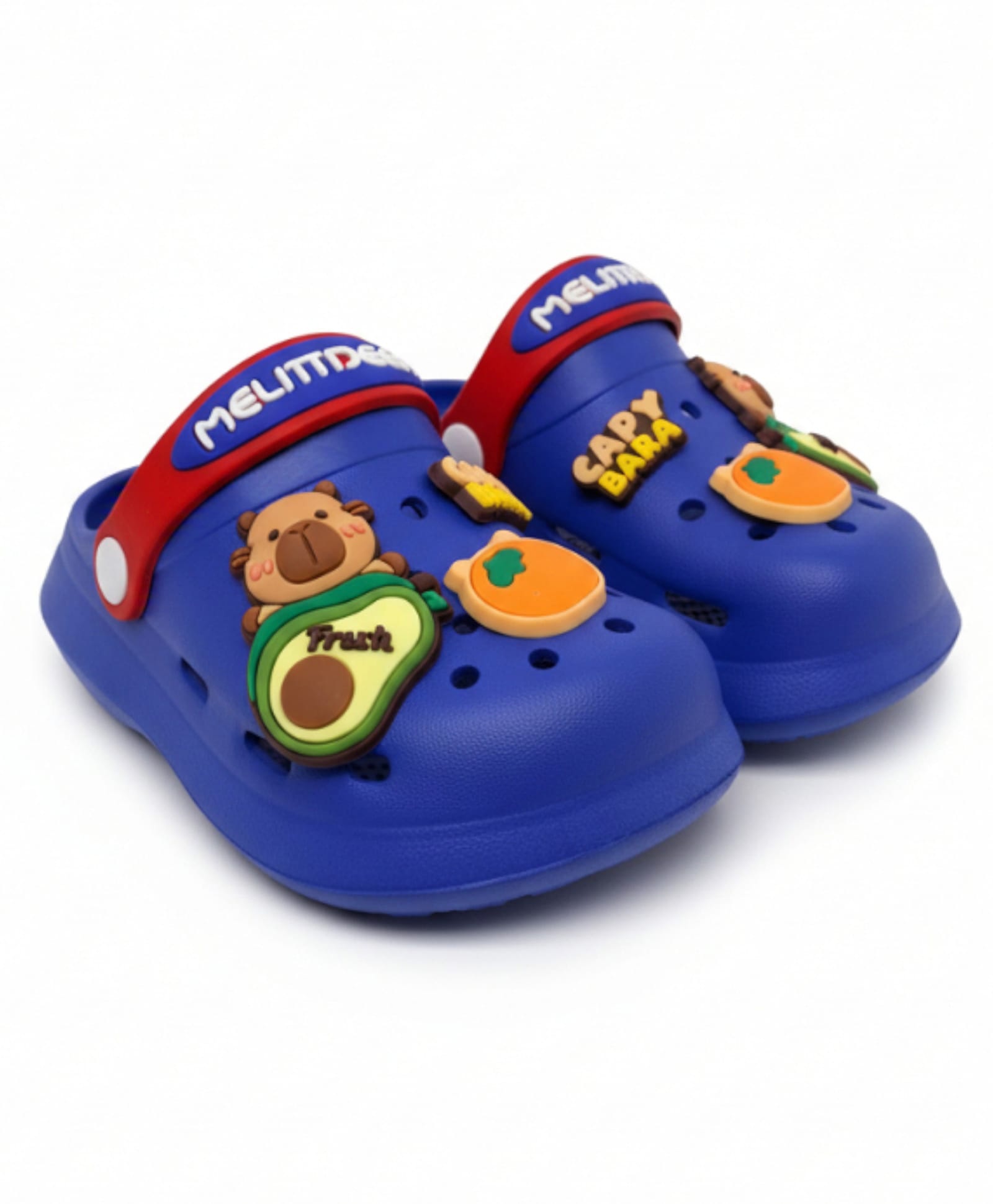 Lil Lollipop Animal & Veggies Applique Detailed Perforated Slingback Clogs - Navy Blue-picture-25