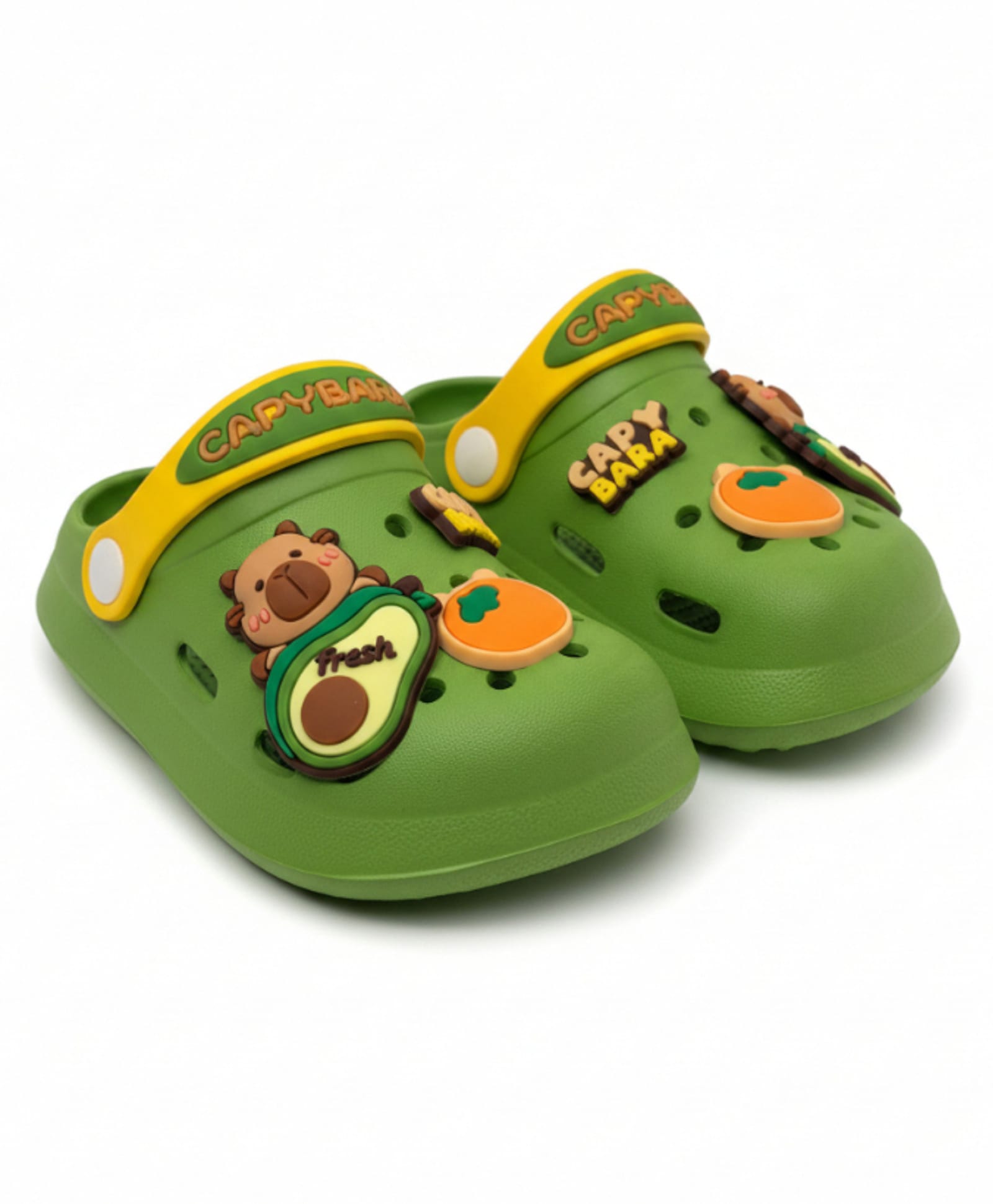 Lil Lollipop Animal & Veggies Applique Detailed Perforated Slingback Clogs - Green-image-13