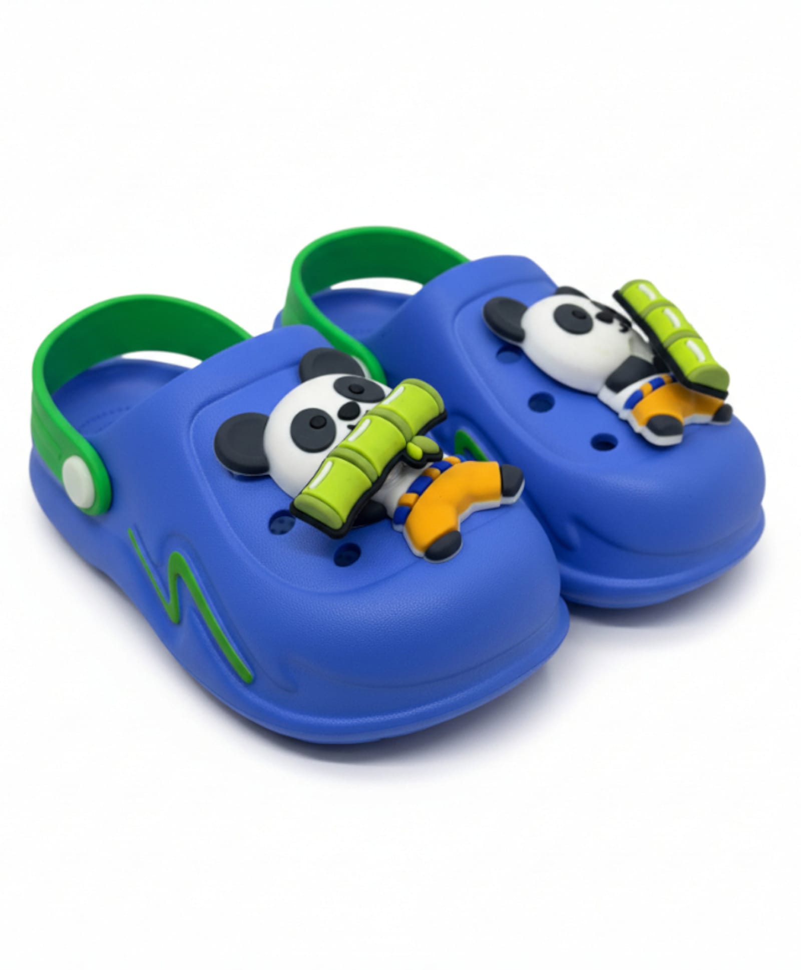 Lil Lollipop Panda Applique Detailed Perforated Slingback Clogs - Navy Blue