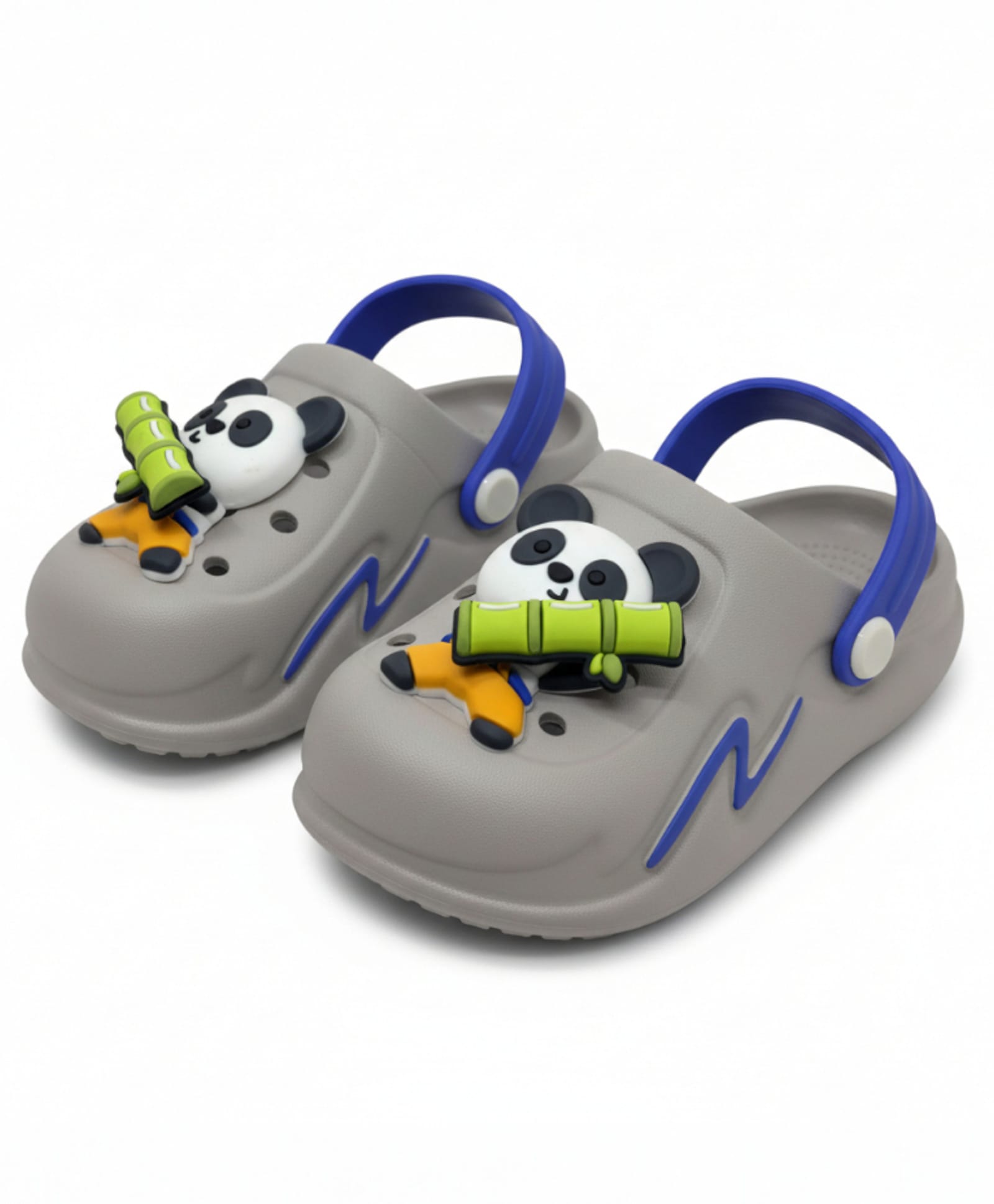 Lil Lollipop Panda Applique Detailed Perforated Slingback Clogs - Grey-picture-20