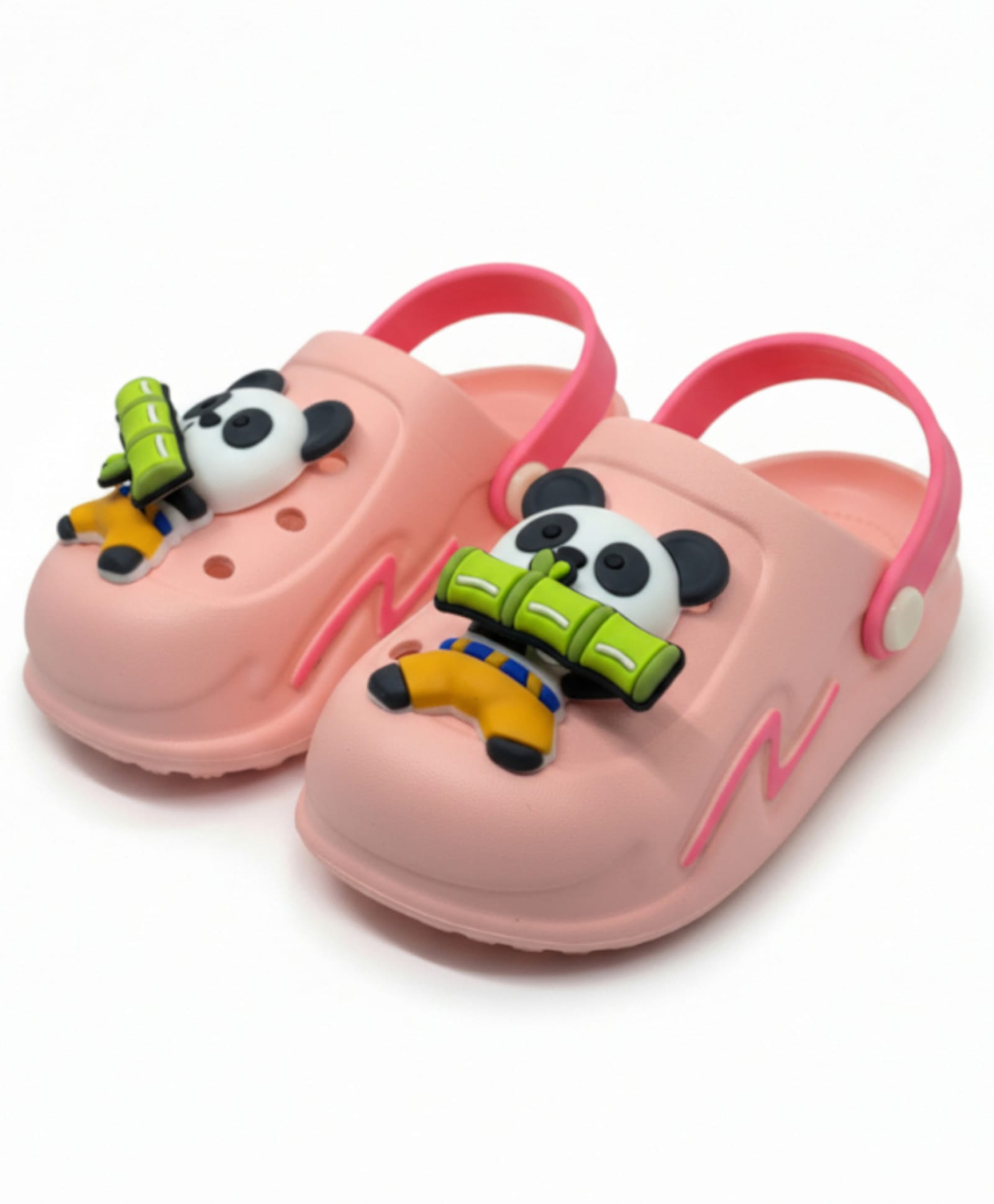Lil Lollipop Panda Applique Detailed Perforated Slingback Clogs - Pink-image-11