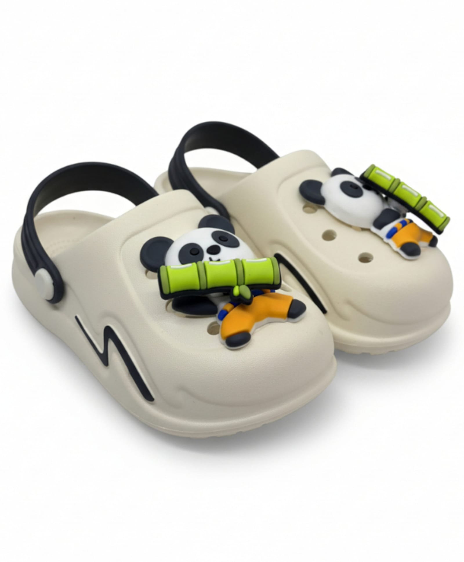 Lil Lollipop Panda Applique Detailed Perforated Slingback Clogs - Cream-picture-10
