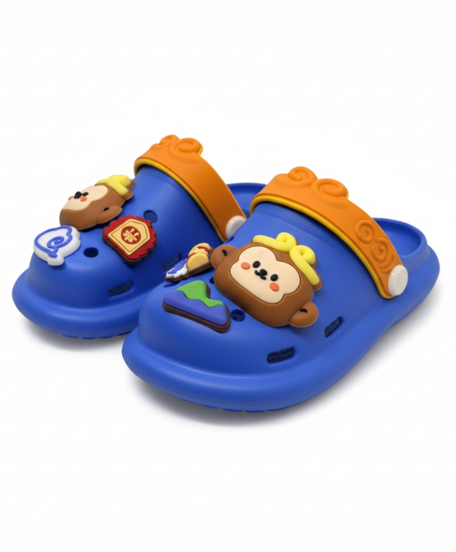 Lil Lollipop Monkey Applique Detailed Perforated Slingback Clogs - Navy Blue-image-44