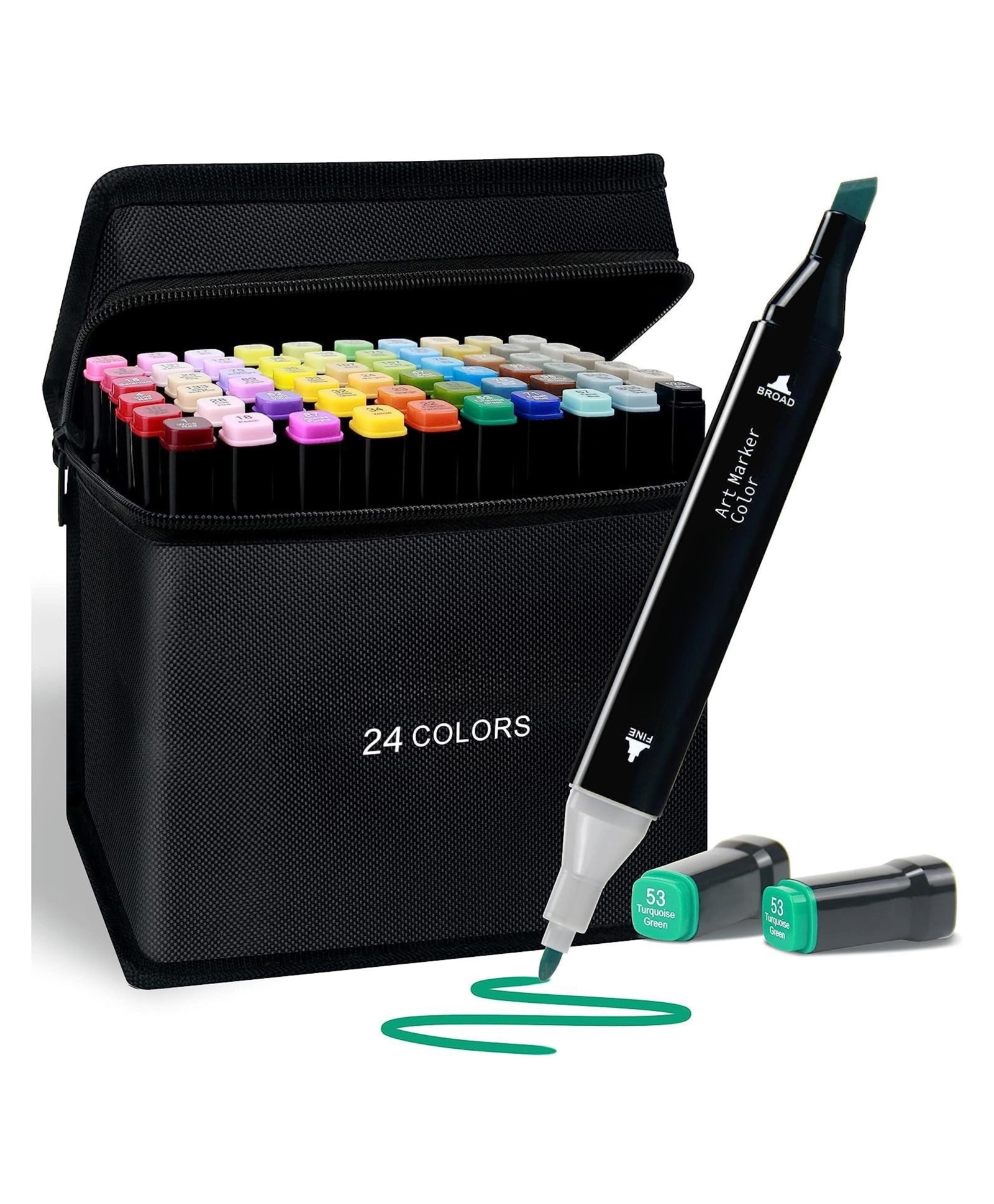 YAMAMA 24 Colors Alcohol Markers - Dual Tip Permanent Art Markers Set for Coloring Drawing Painting, Fine and Chisel Tip Alcohol Based Pens with Carrying Case for Adult Artists - Multicolor-picture-13