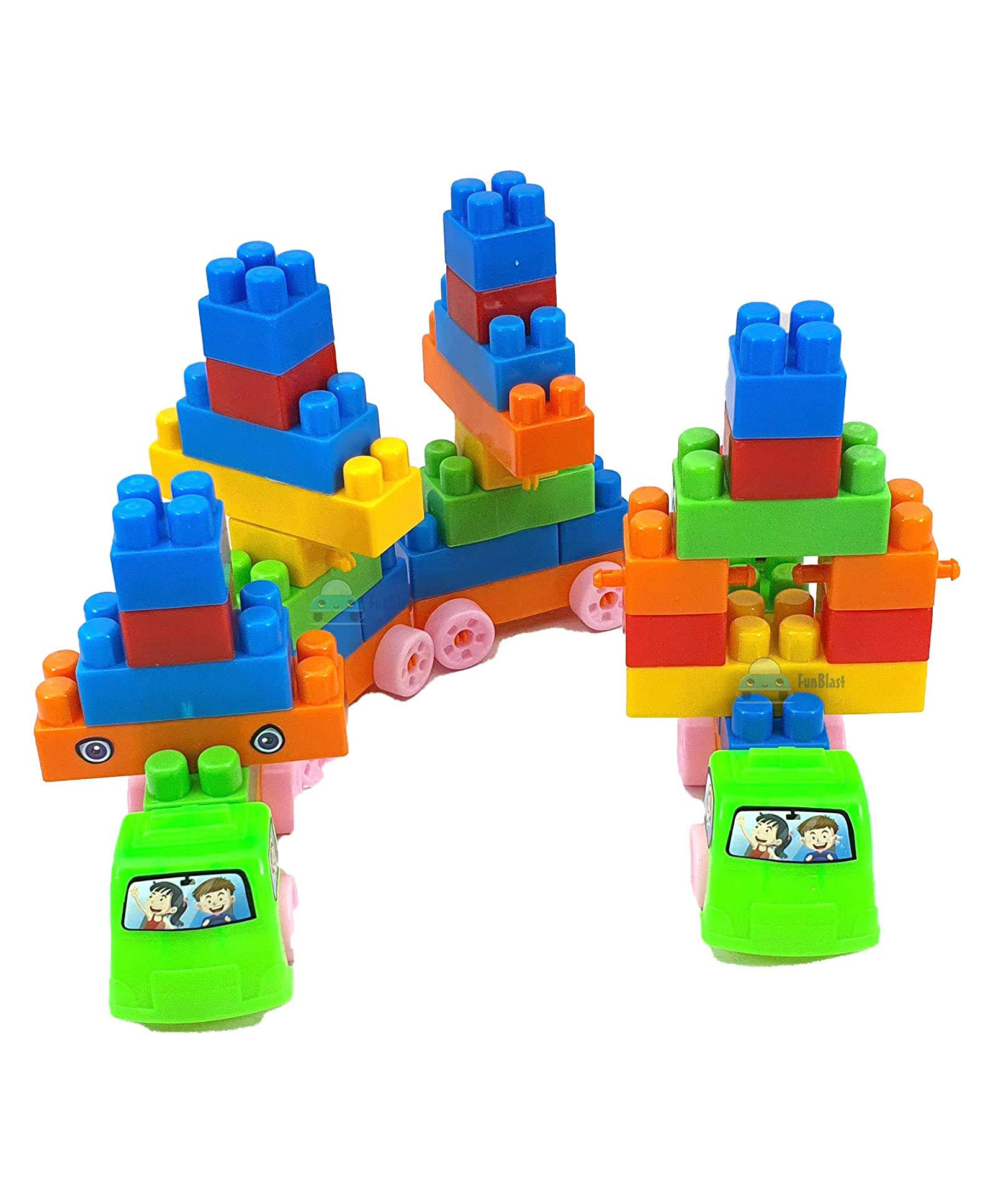 FunBlast Blocks for Building Toys With Wheels for Kids Pack of 56 Pieces Blocks - Multicolor-image-28