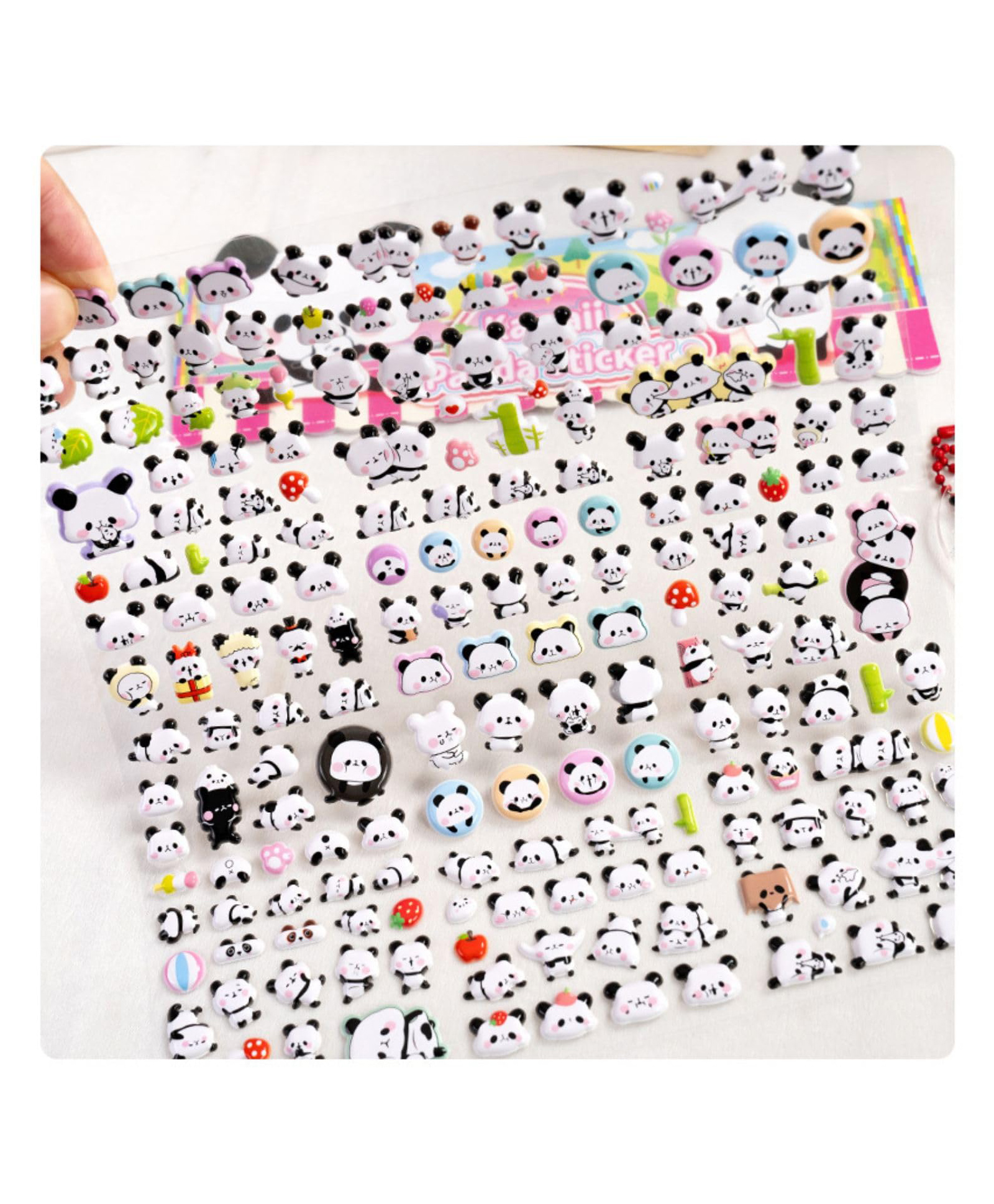 FunBlast Cute Panda Theme 3D Self-Adhesive Puffy Stickers for Kids Pack of 2 Sheets / 550+ Stickers - Multicolor-image-18