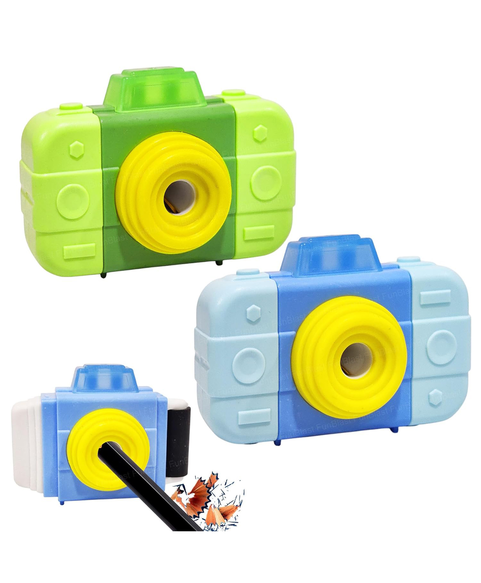 FunBlast Camera Shaped Sharpener and Eraser Combo for Kids - Pack of 2 (Green-Blue)-picture-24