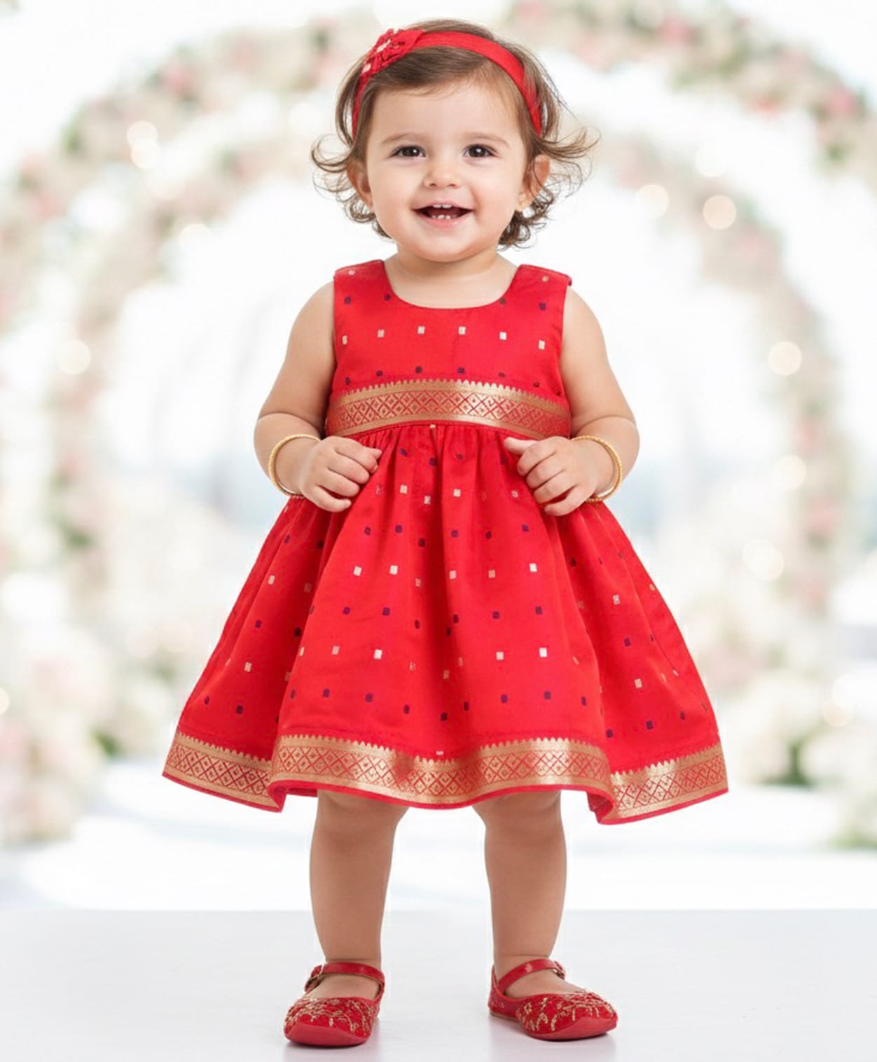 Many frocks & Woven Sleeveless Lace Embellished & Geometric Embroidered Dress - Pink-image-41