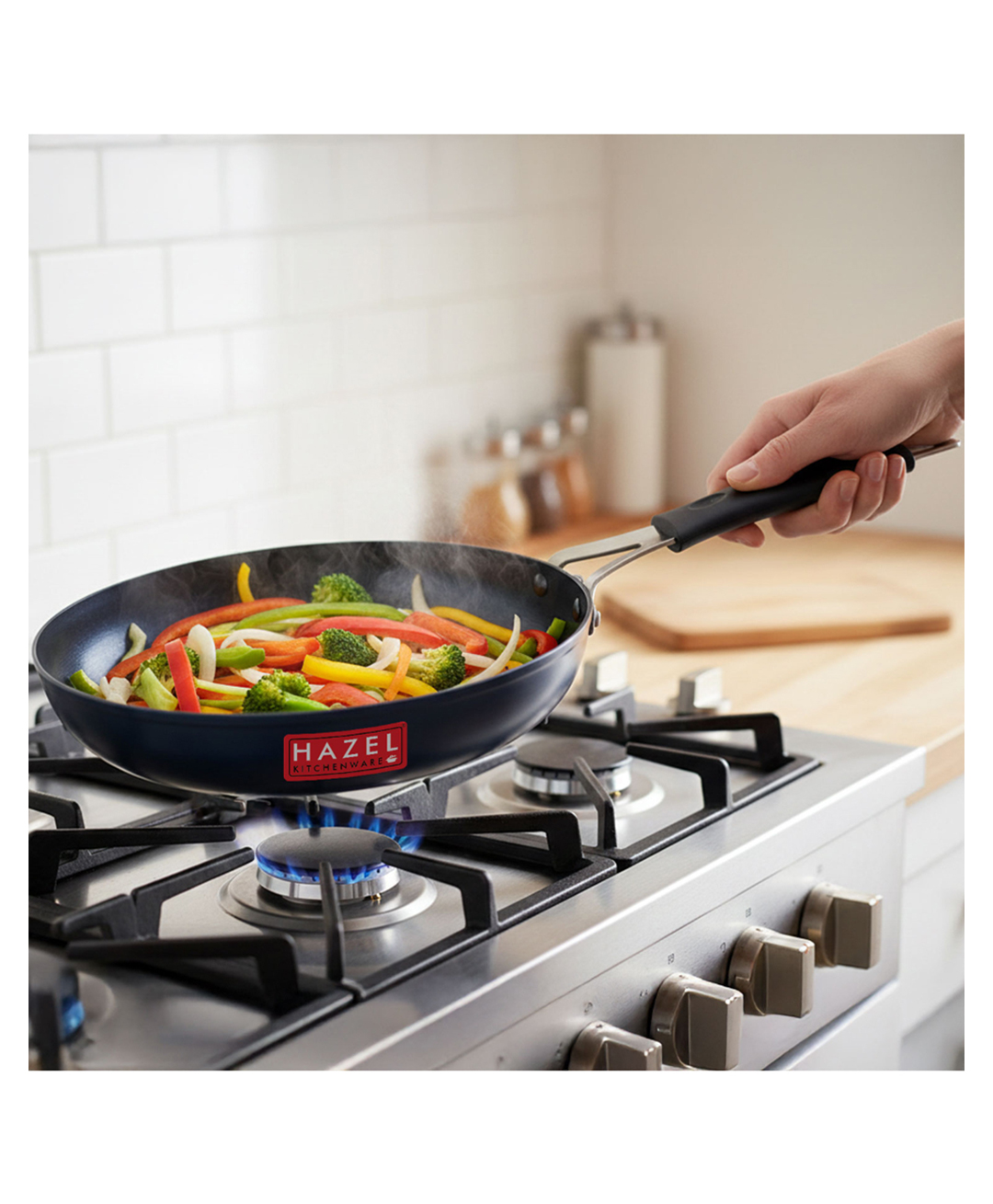 HAZEL Traditional Lokhand Iron Fry Pan | Heavy Duty Iron Skillet | 22 cm, 1.2 Litre | Induction & Gas Stove Compatible | Pre-Seasoned Black Iron Pan-picture-27