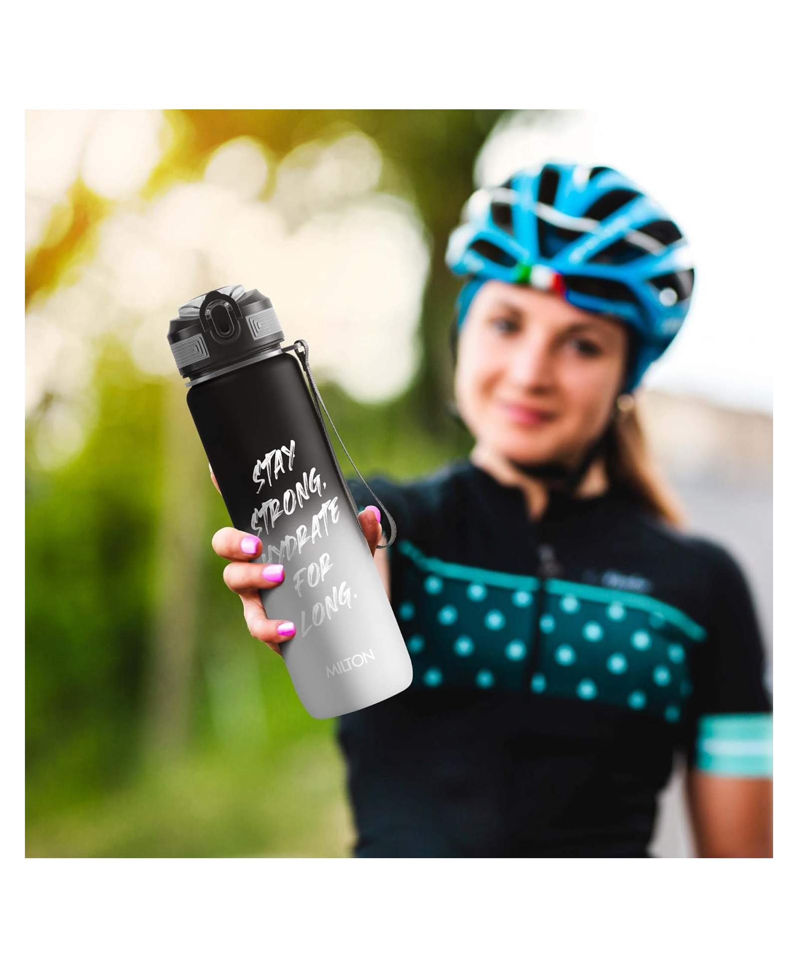 MILTON Gen'Z Water Bottle 1 ltr (Stay Strong), Motivational Water Bottles With Leak Proof Flip-Top Cap & Capacity Mark, Gym Bottle Sipper Water Bottle For Adults, Plastic, Black-image-40