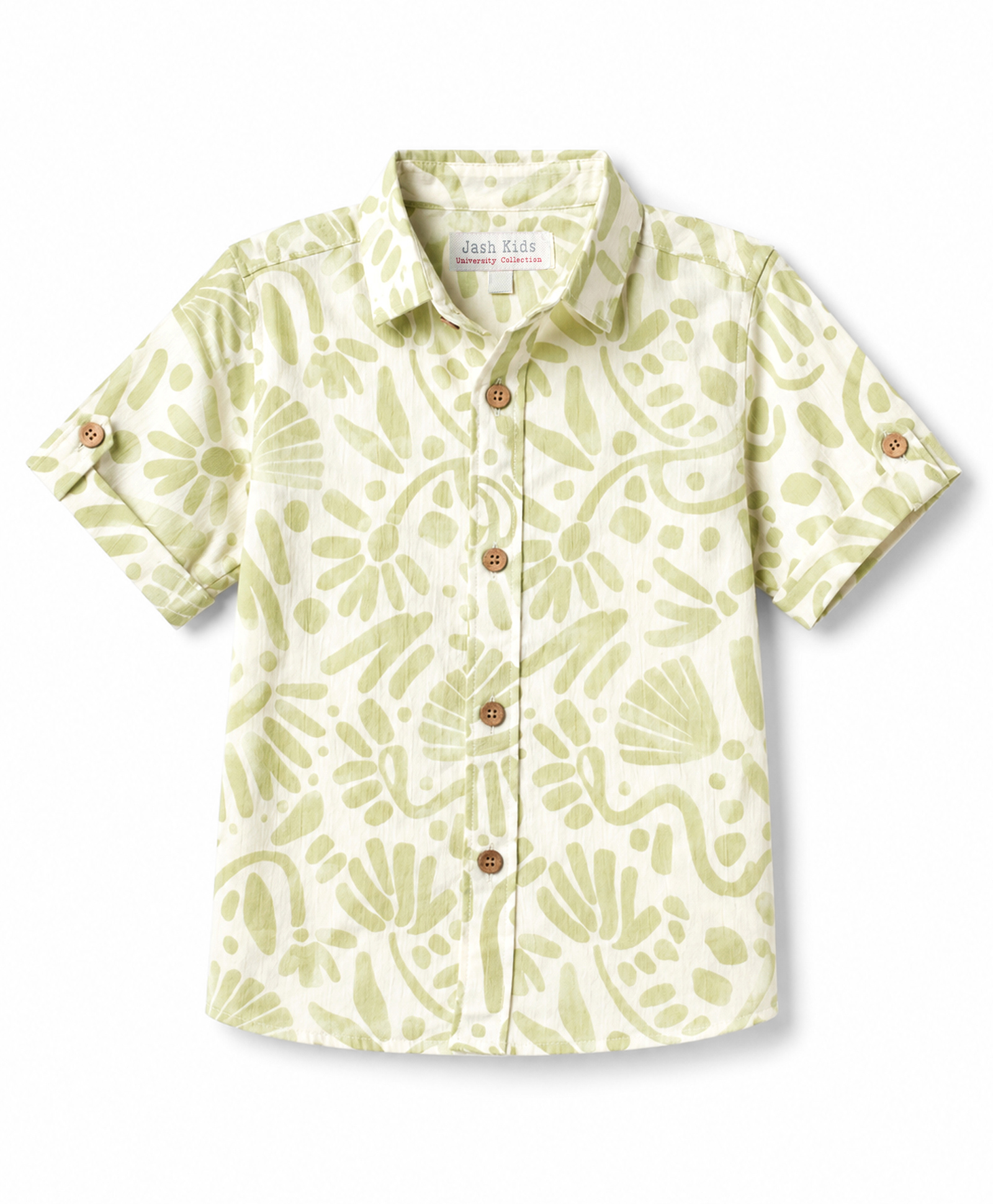 JASH KIDS Cotton Woven Printed Half Sleeves Shirt Olive Green 5-6 Years-picture-17
