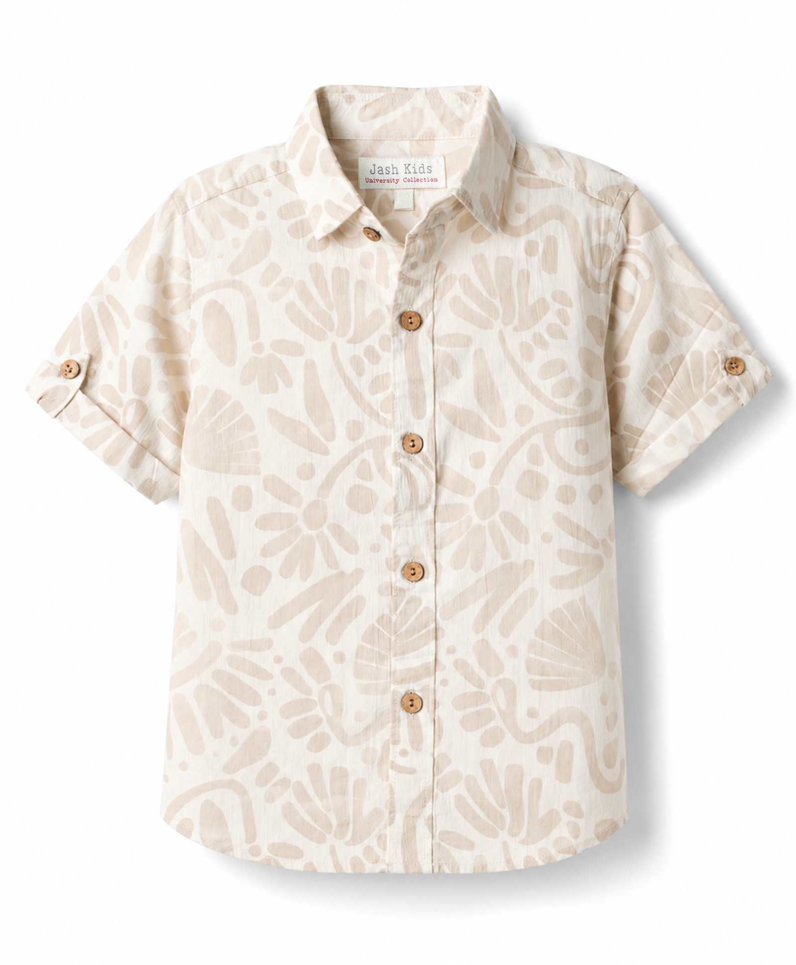JASH KIDS Cotton Woven Printed Half Sleeves Shirt Khaki 18-24 Months-picture-38