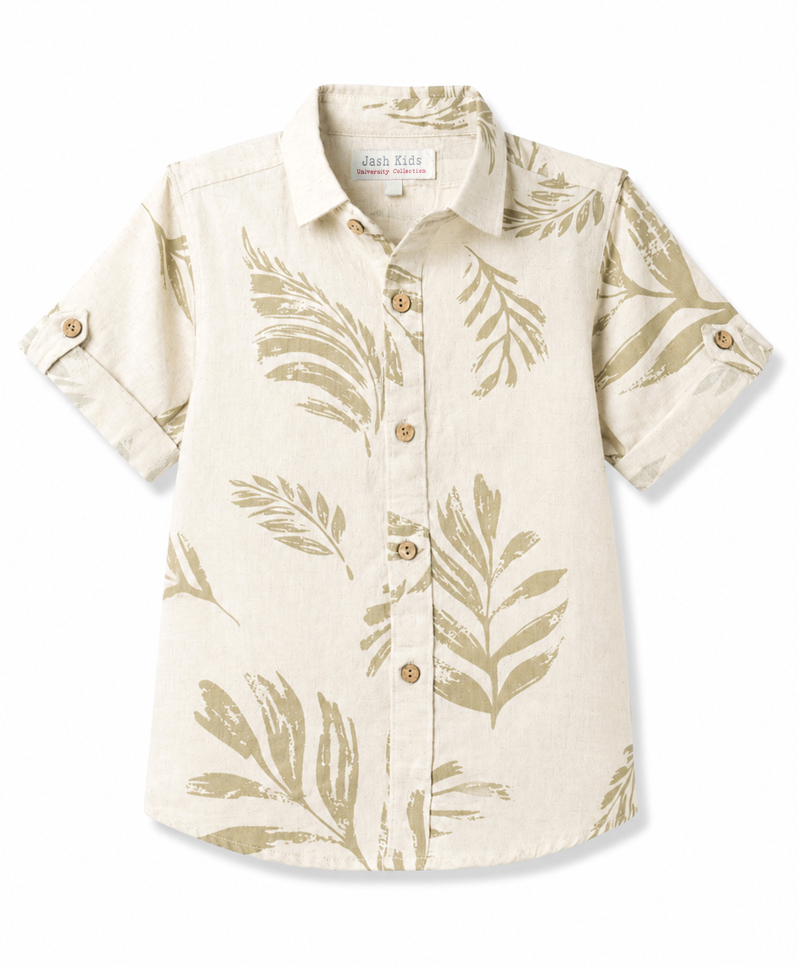 JASH KIDS Cotton Woven Shirts Half Sleeves Printed Olive Green 5-6 Years-image-6