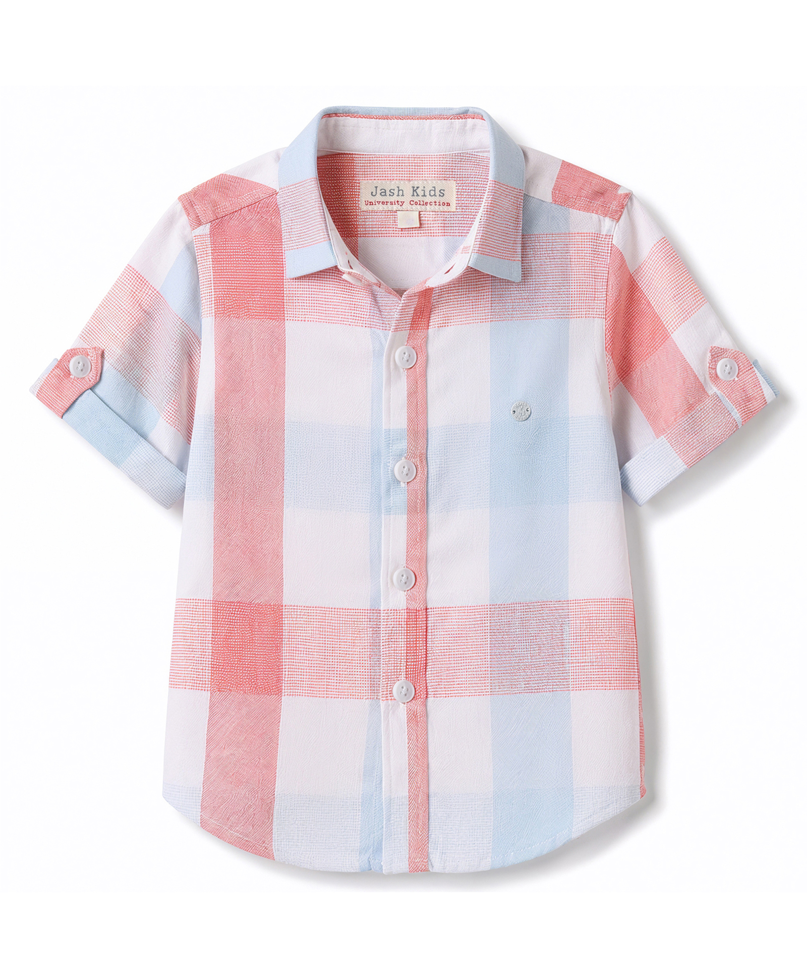 JASH KIDS Cotton Knit Half Sleeves Checks Shirt - Yellow-image-20