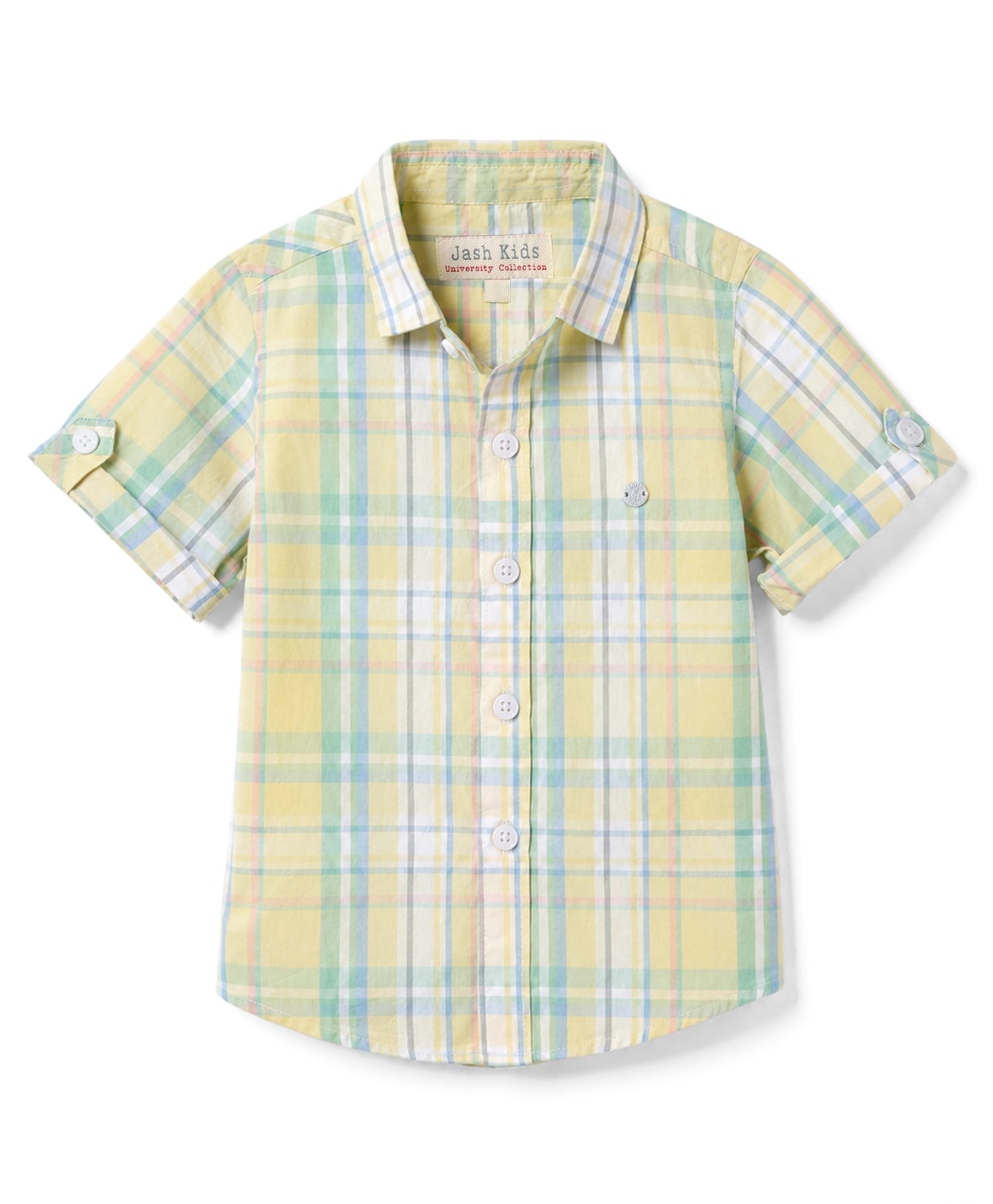 JASH KIDS Cotton Woven Shirt Half Sleeves Checks Lemon/Light Yellow 4-5 Years-image-28