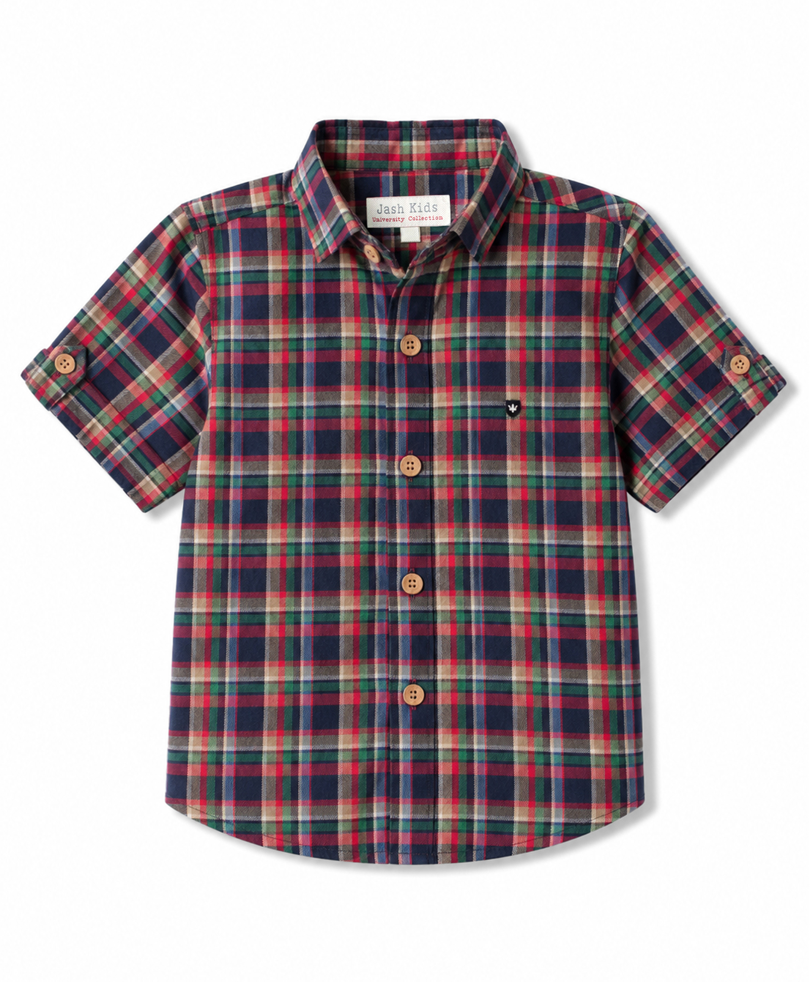 JASH KIDS Cotton Woven Shirts Checks Half Sleeves Navy Blue 5-6 Years-image-10