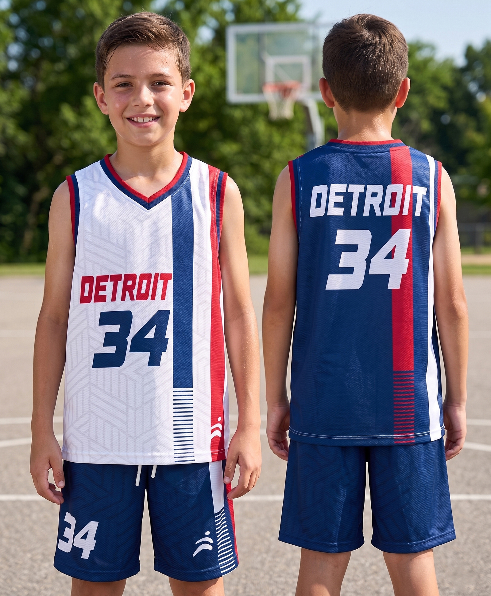 Pine Active Knit Sleeveless Printed Tank T-Shirt & Shorts Set - Navy Blue-image-9