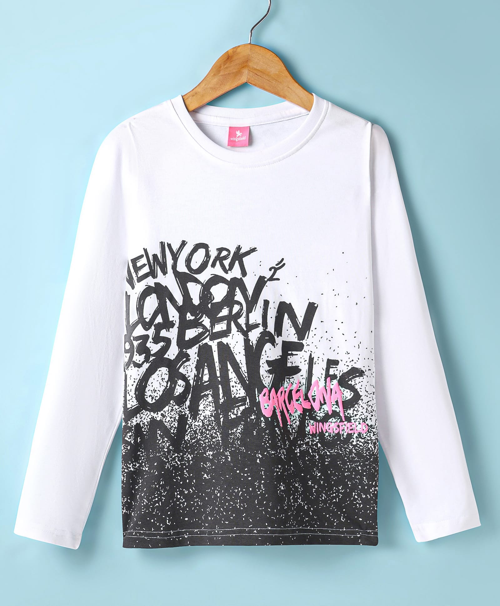 Wingsfield Full Sleeves Graffiti Style Typography Printed Top - White-picture-29