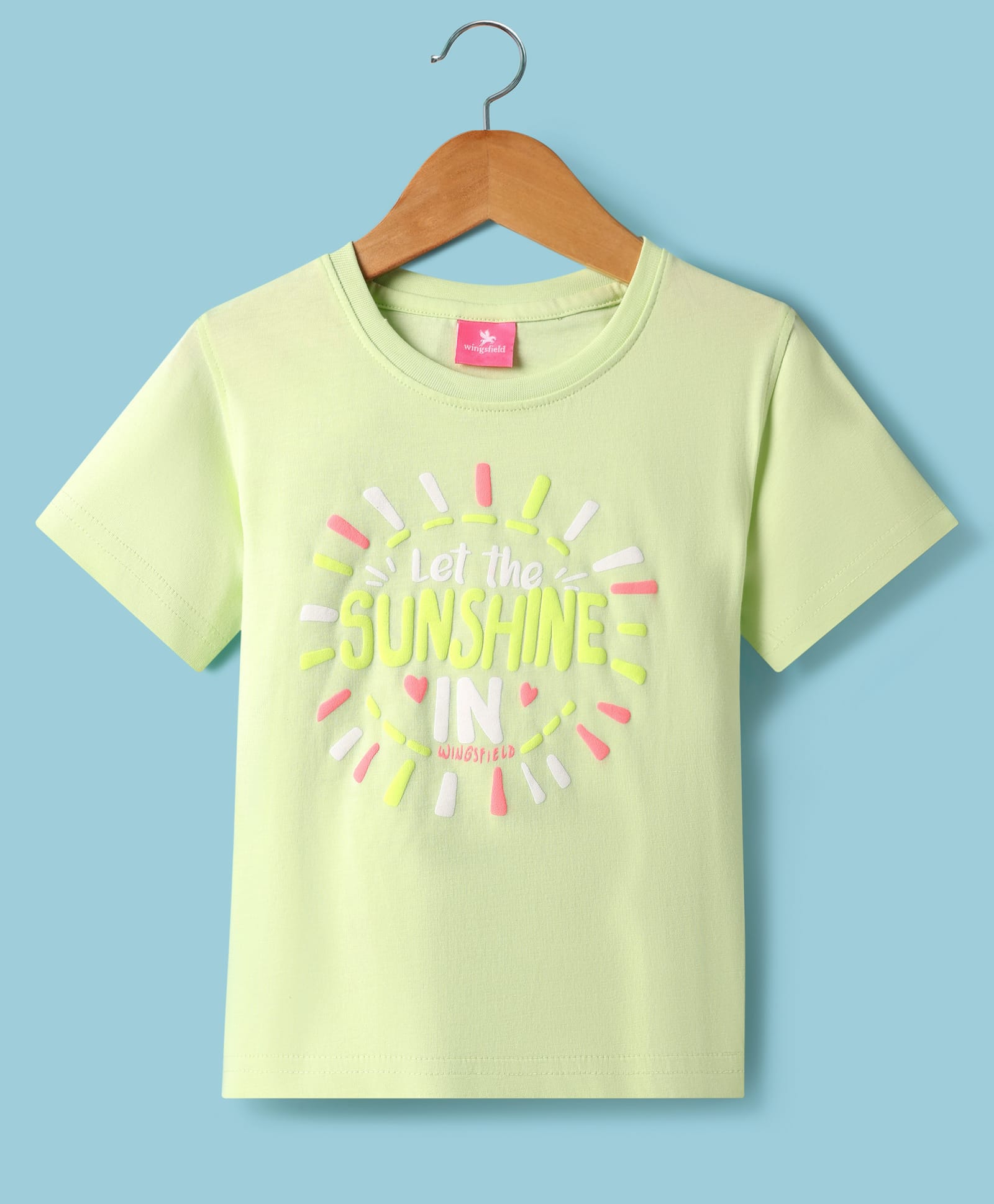 Wingsfield Half Sleeves Typography Puff Printed Top - Green-image-20