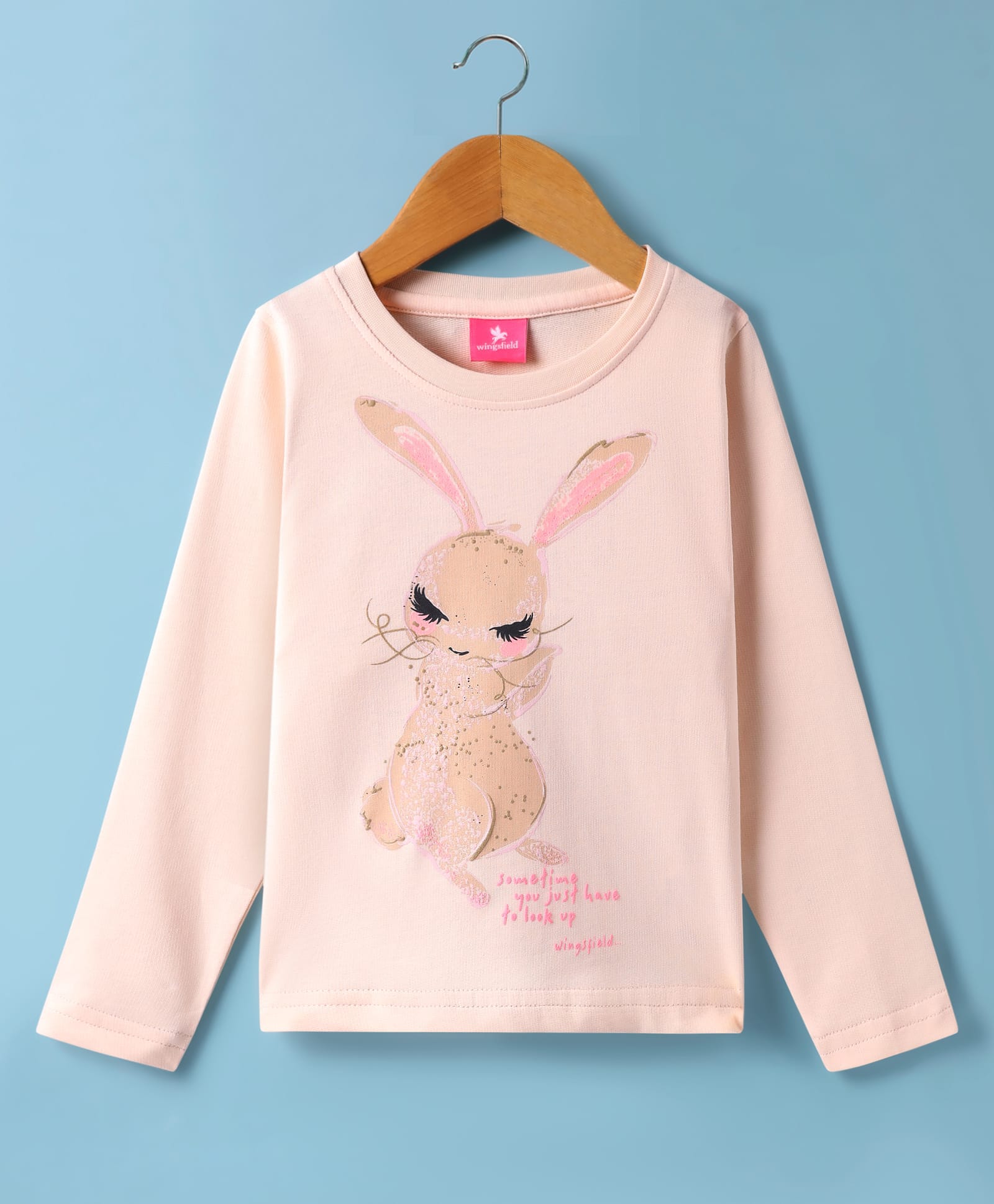 Wingsfield Full Sleeves Brand Name Printed Top - Peach-picture-14