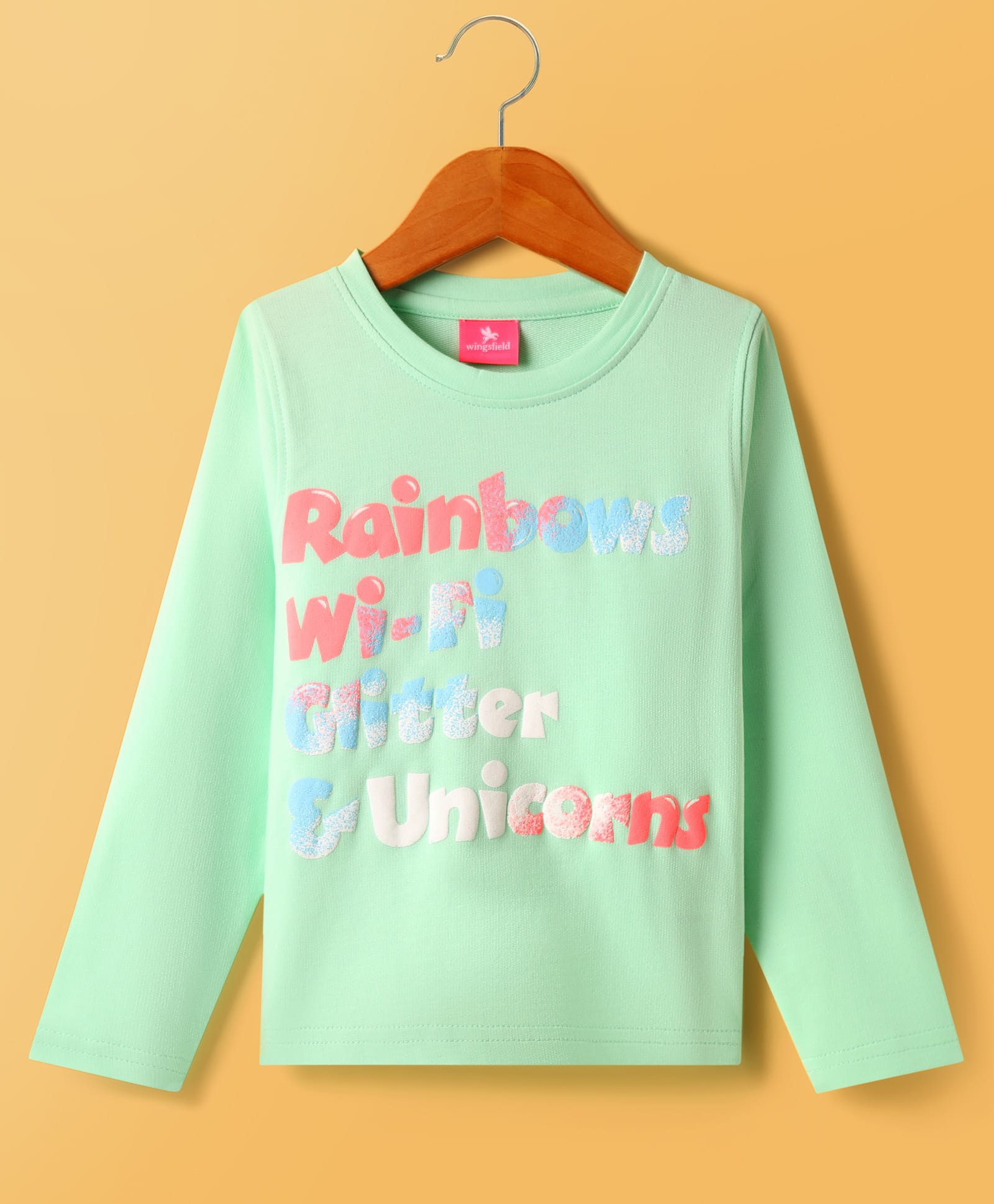 Wingsfield Full Sleeves Typography Printed Top - Green-picture-21