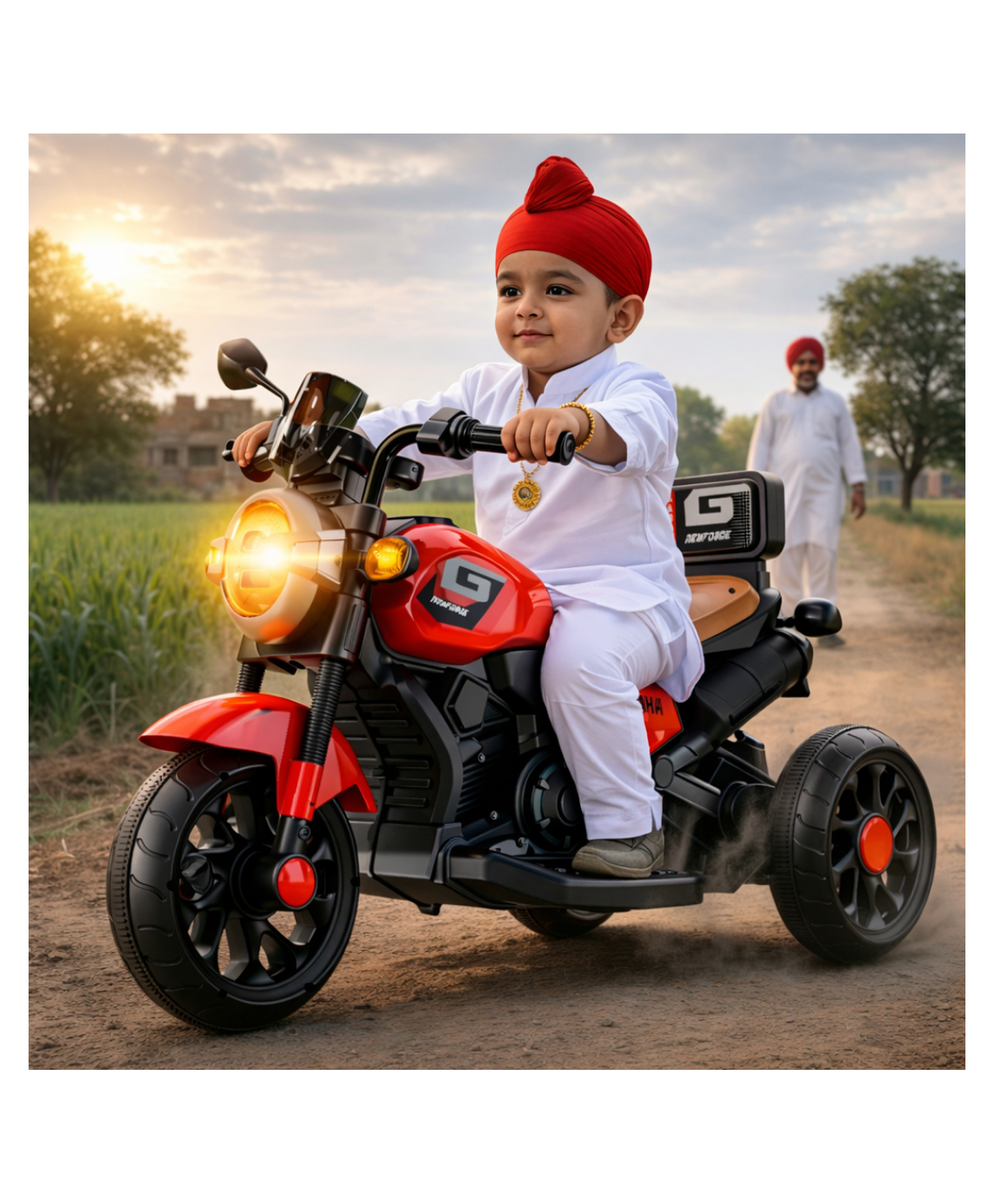 Ayaan Toys Battery Operated Ride On Bike with Music and Lights - Red-image-34
