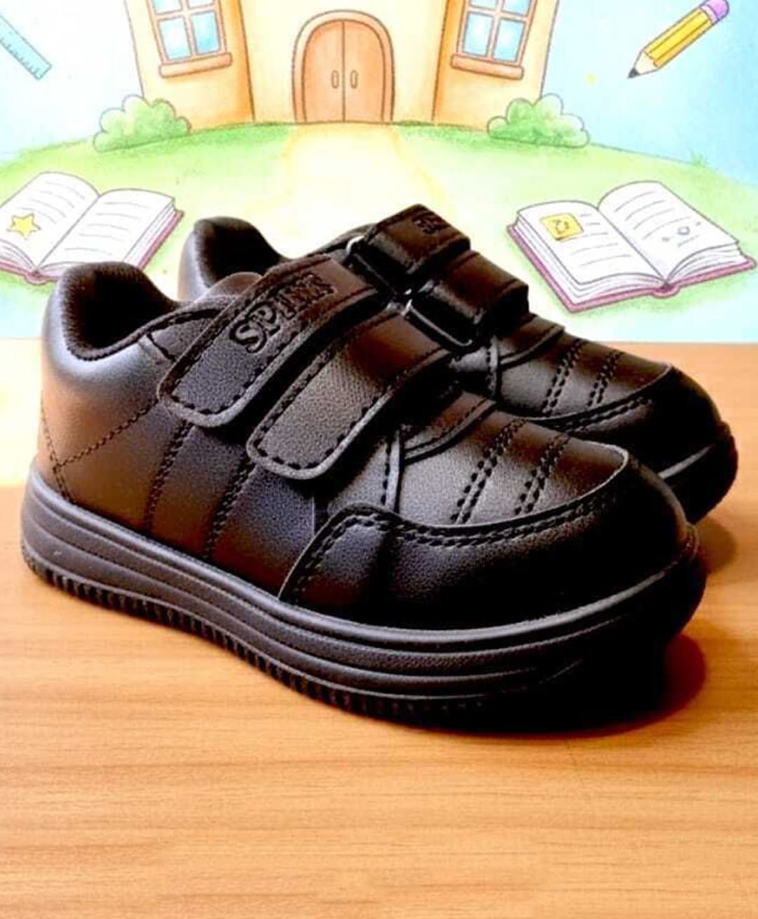 Binos Solid Velcro Closure Shoes - Black