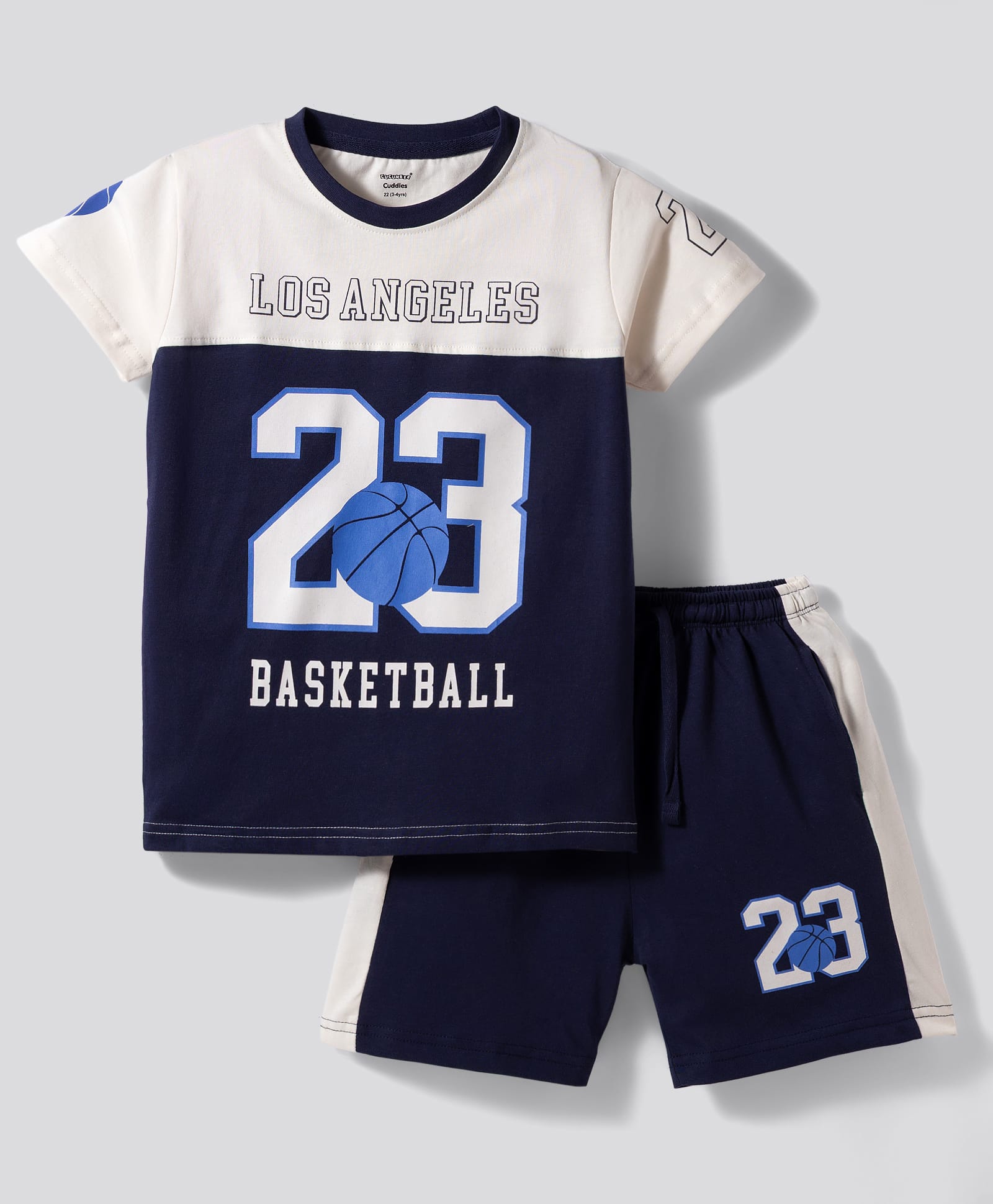 CUCUMBER Sinker Knit Half Sleeves Sports Theme Printed T-Shirt & Shorts Night Suit - Navy Blue-picture-31