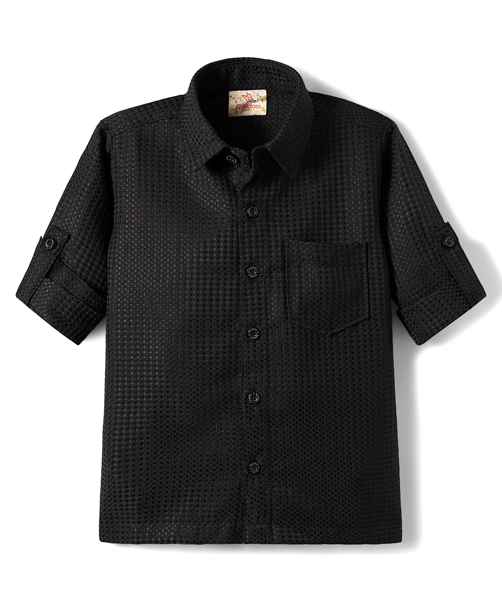 Rikidoos Cotton Woven Full Sleeves Embroidered Shirt - Black-picture-28