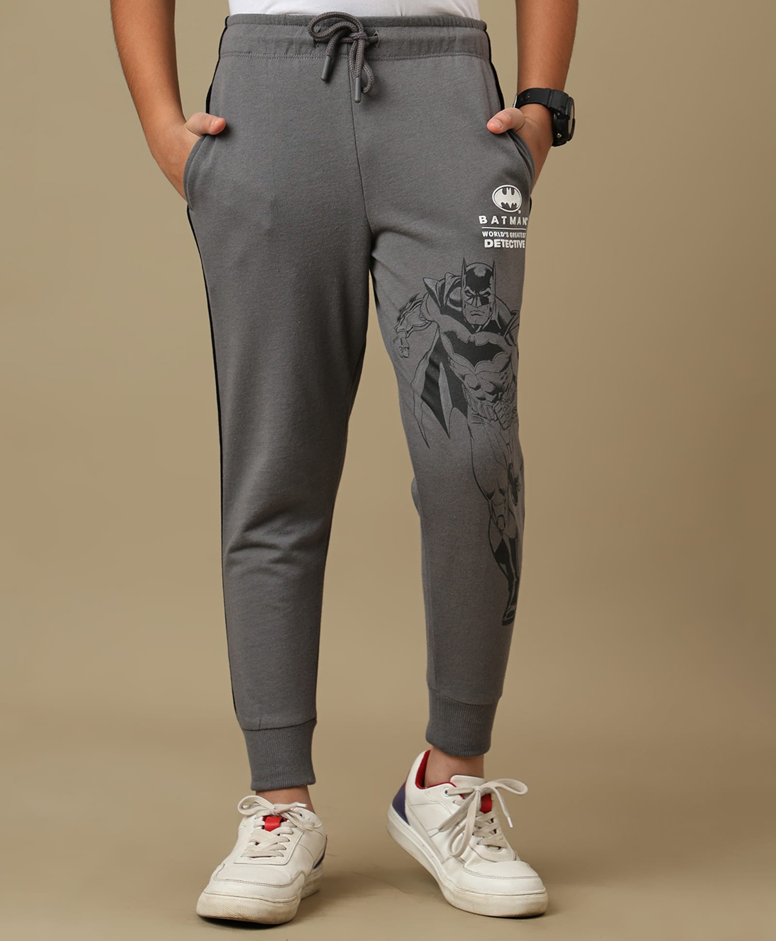 Kidsville Knit DC Comics Featuring Batman Printed Joggers - Grey-picture-1