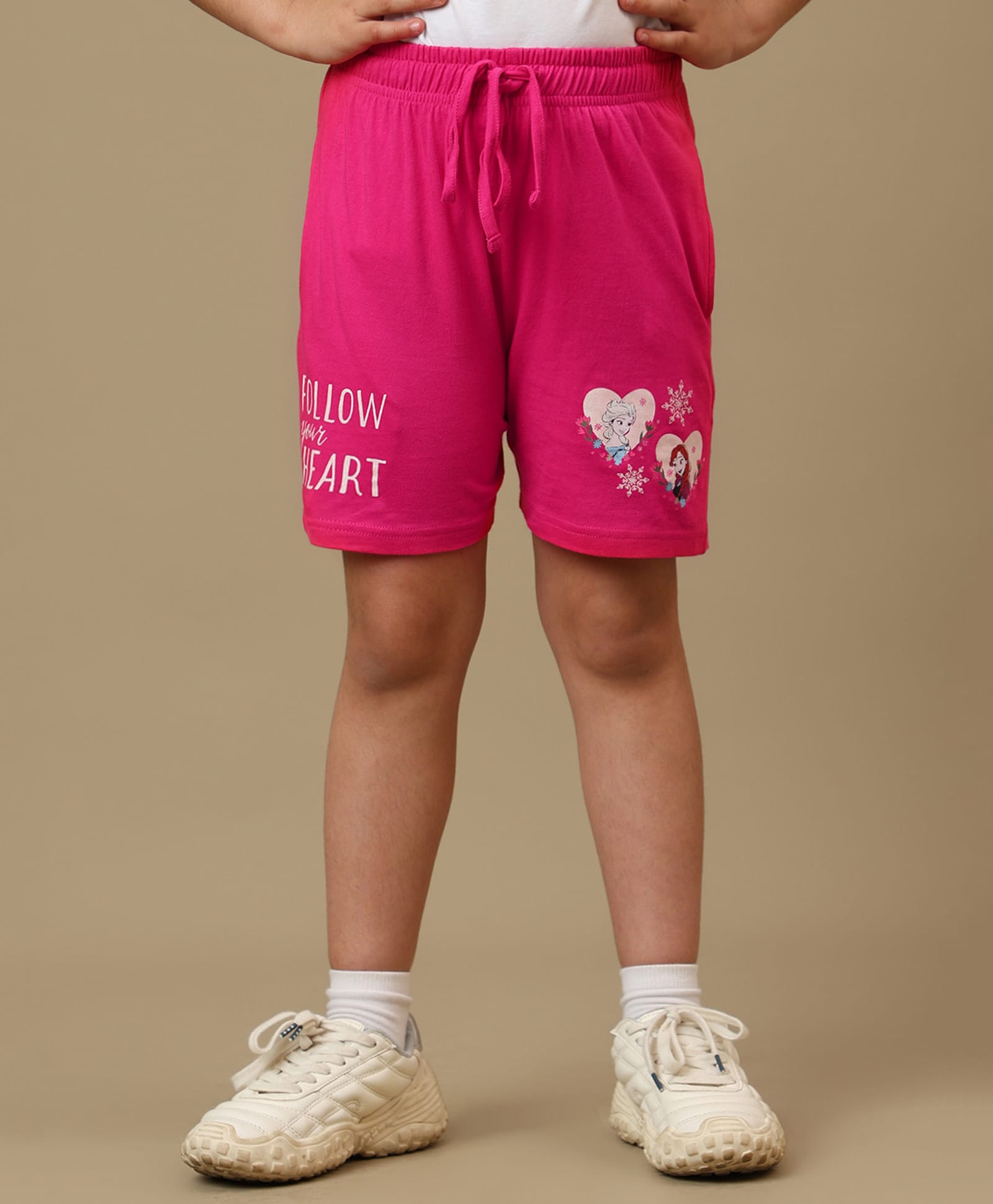 Kidsville Knit Disney Frozen Featuring Elsa Printed Shorts - Pink-picture-12