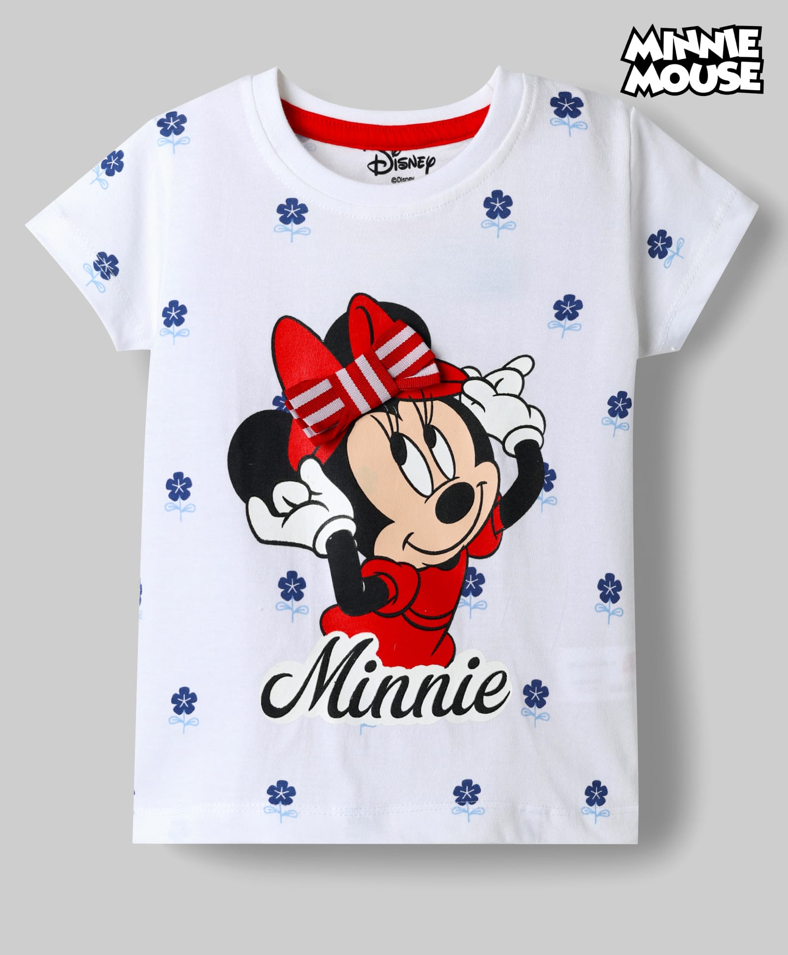 Babyhug Disney Cotton Knit T-Shirt Minnie Mouse Graphic Half Sleeve Round Neck White 5-6 Years-image-44
