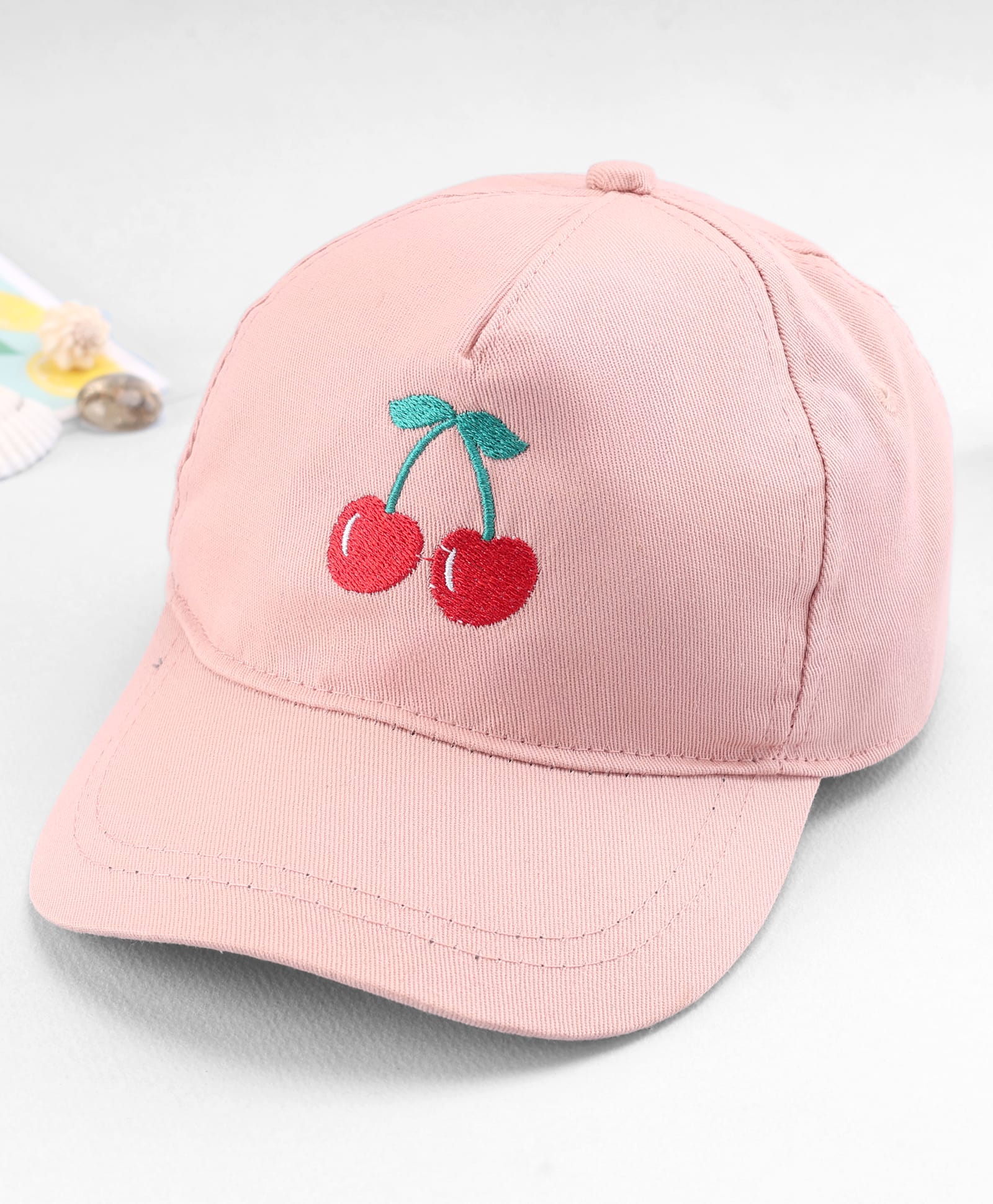 Babyhug Twill Woven Baseball Cap with Cherry Embroidery Pink - Diameter 16 cm-image-13