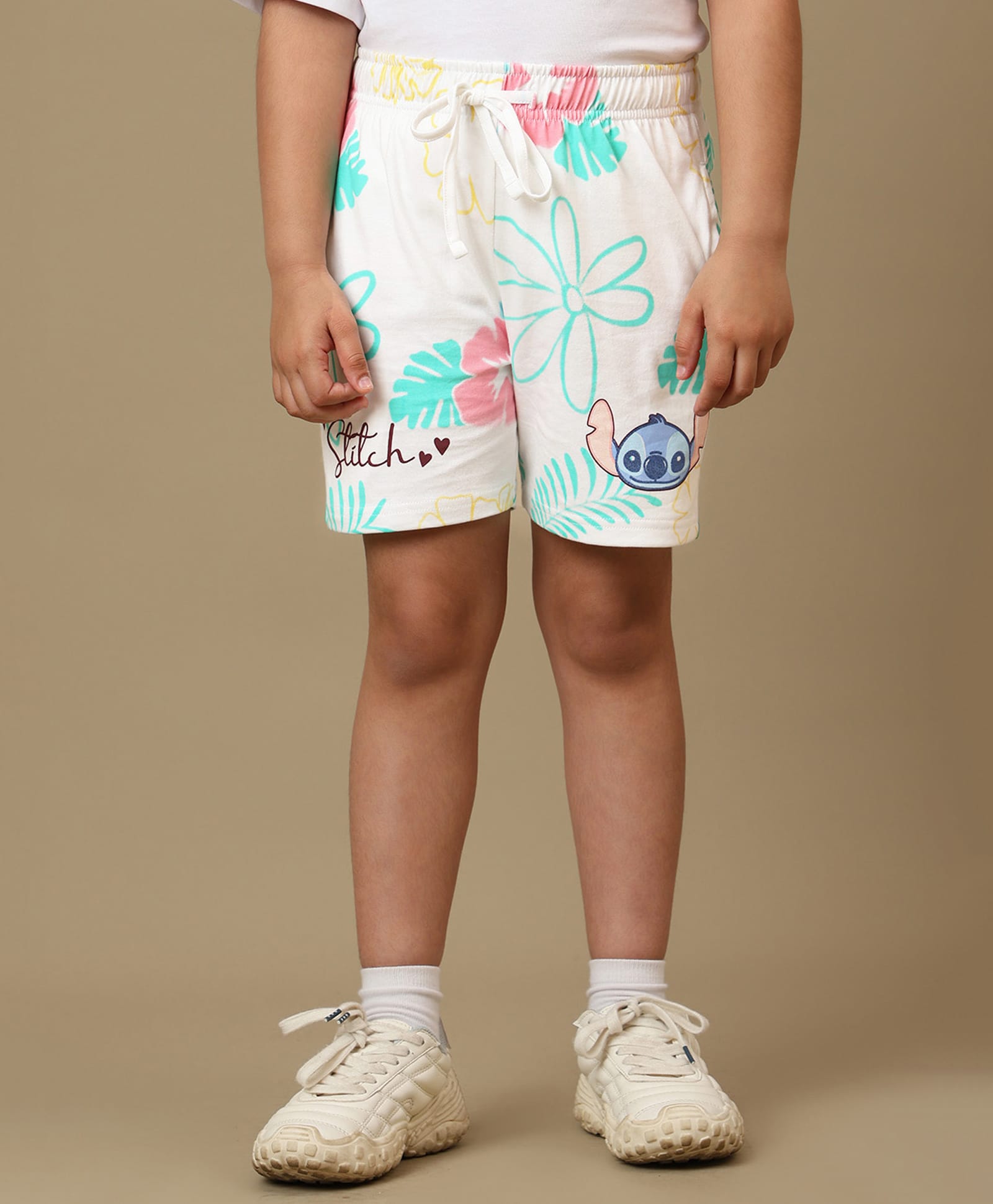 Kidsville Lilo & Stitch Featuring Stitch Printed Shorts - Off White-picture-26