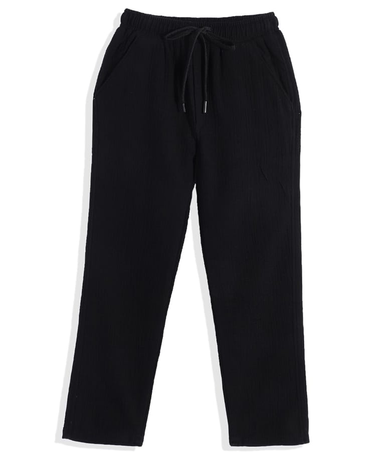 CAVIO Cotton Blend Woven Solid Pants - Black-picture-12