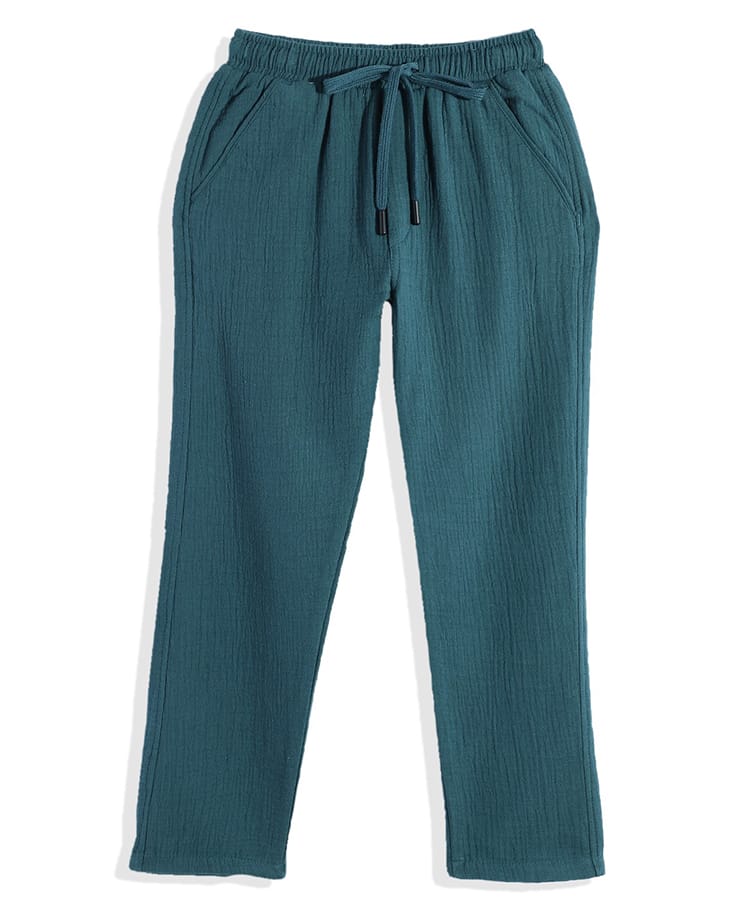 CAVIO Cotton Blend Woven Solid Pants - Turquoise Blue-picture-14