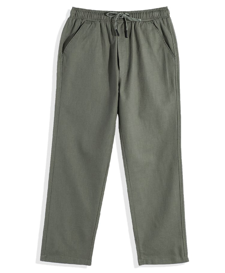 CAVIO Cotton Blend Woven Solid Pants - Green-picture-38